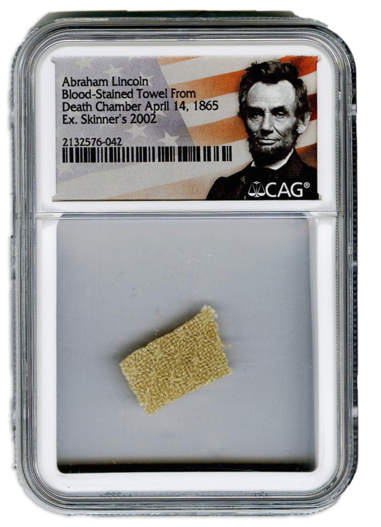 Lincoln Blood-Stained Towel from his Death Chamber, CAG Encapsulated (1 of 4)