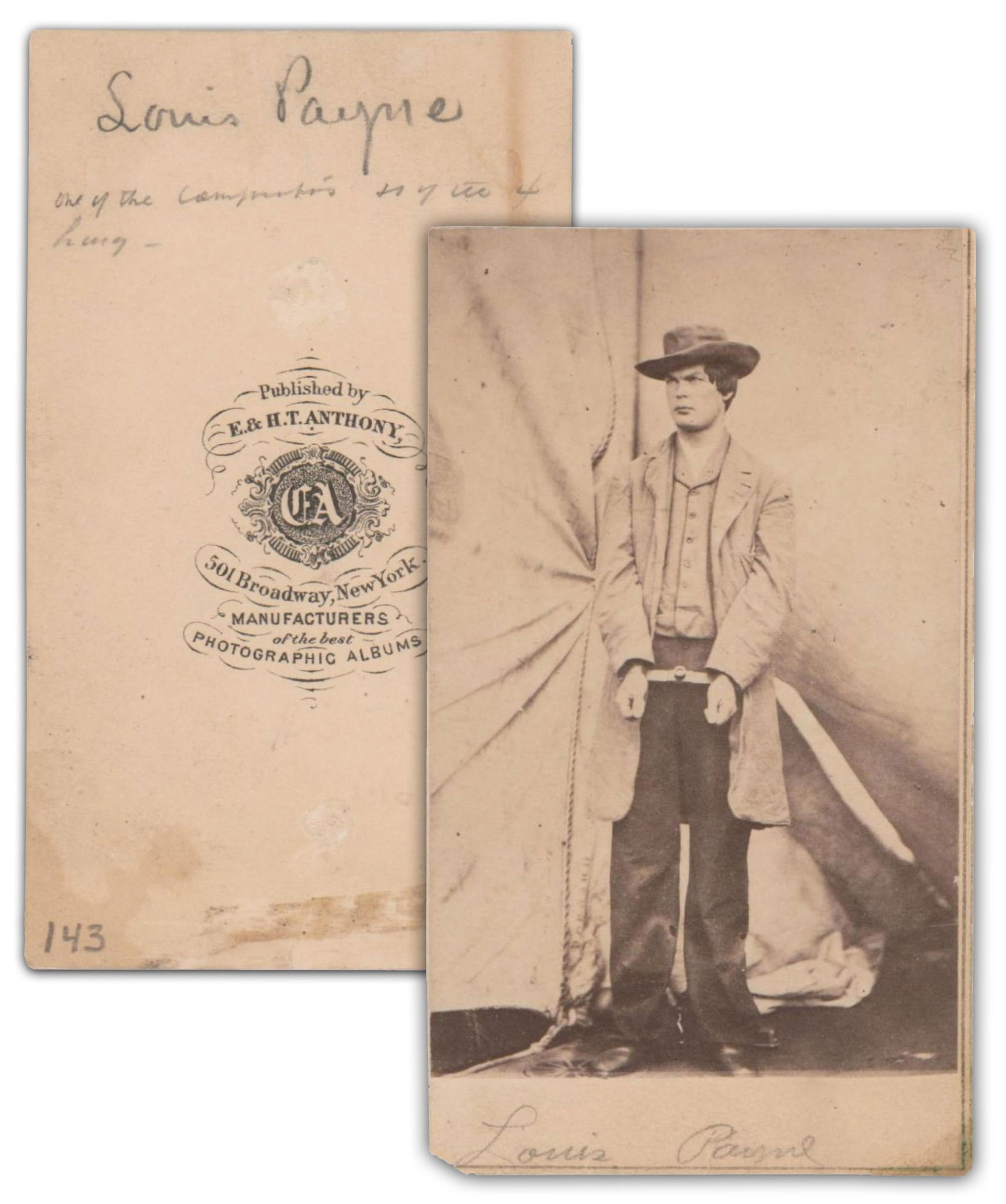 Lincoln Conspirator Lewis Powell in Shackles CDV by Alexander Gardner, Rare & Dramatic (1 of 3)