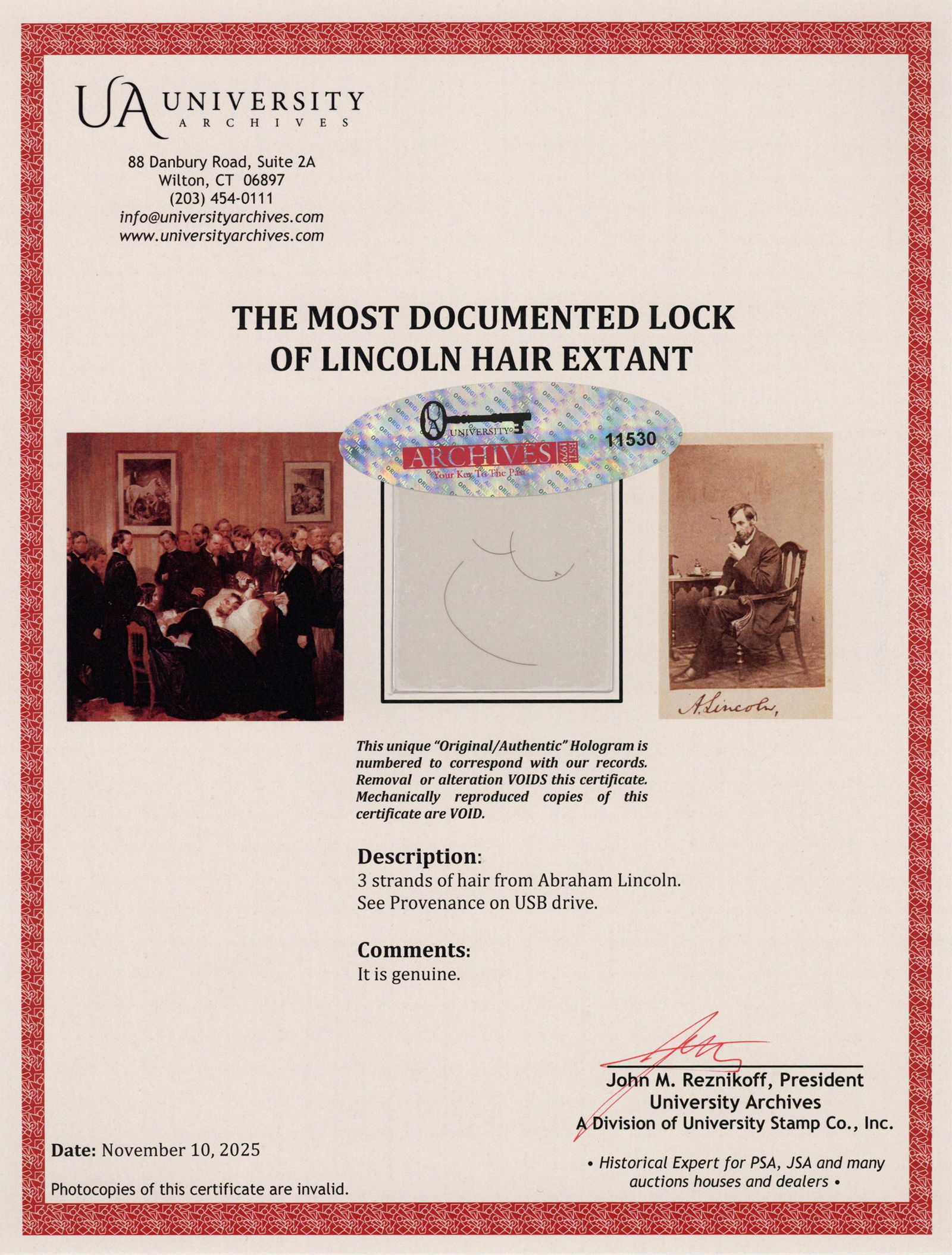 Abraham Lincoln Assassination Hair Relic: The Most Documented Lock of Lincoln Hair Extant! (3) (1 of 8)