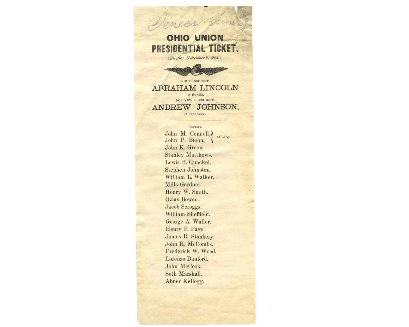 Abraham Lincoln for President in 1864! A Soldier's Used Mail-In Ballot from Ohio (1 of 2)