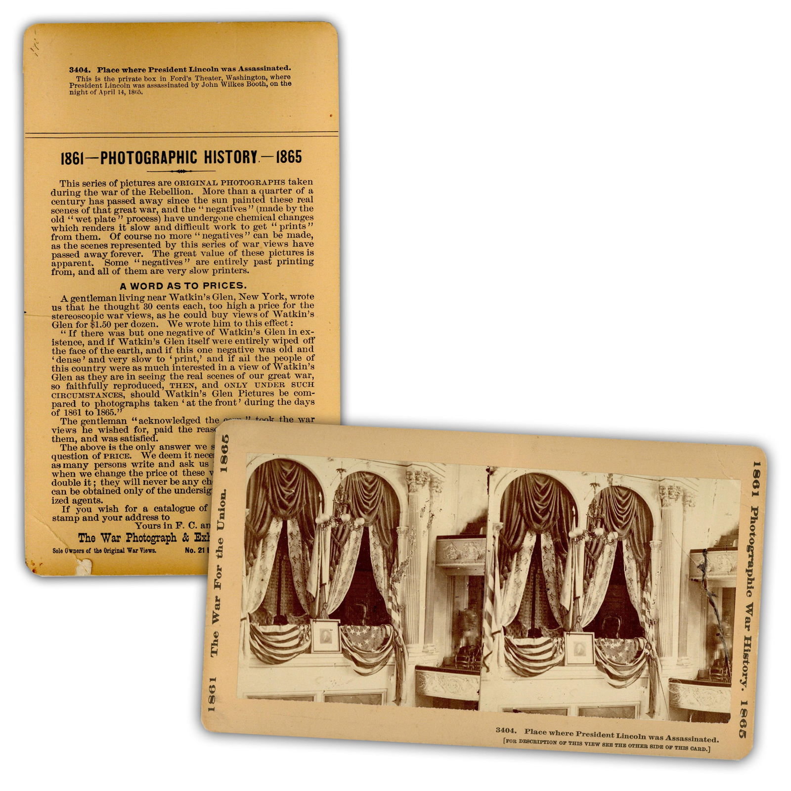 Stereograph of Presidential Box at Ford’s Theatre When Abraham Lincoln Was Assassinated (1 of 3)