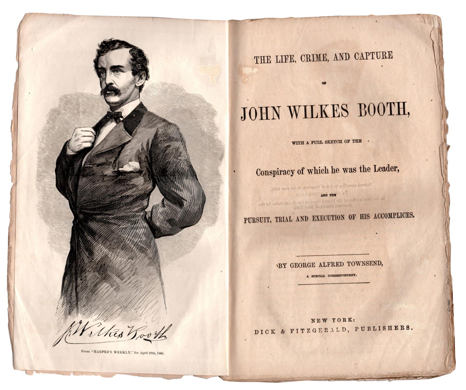 War Correspondent Letters Form Biography of John Wilkes Booth from Letters Written Immediately After (1 of 4)
