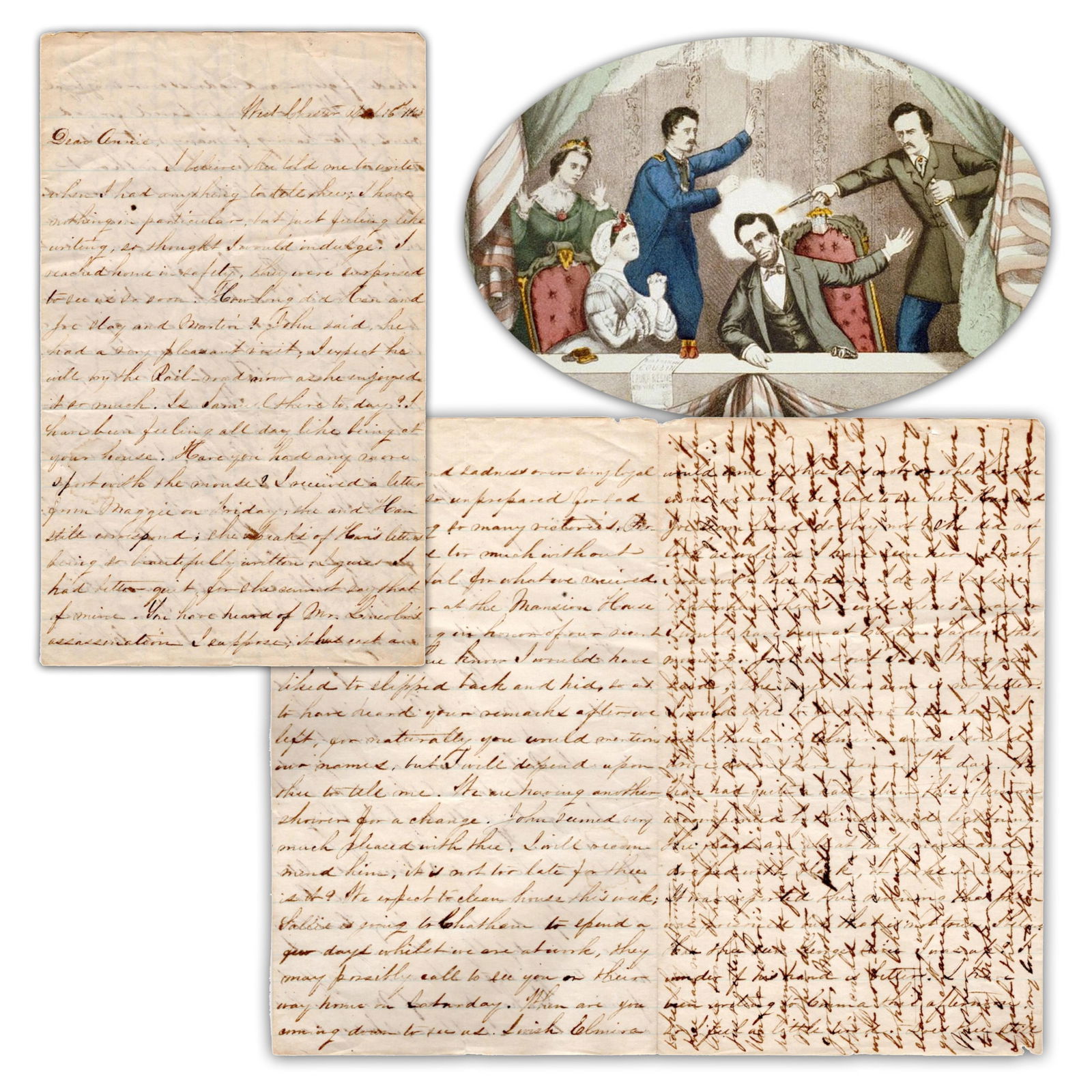 Quaker Woman Writes to Her Cousin About Lincoln Assassination on April 16! (1 of 4)