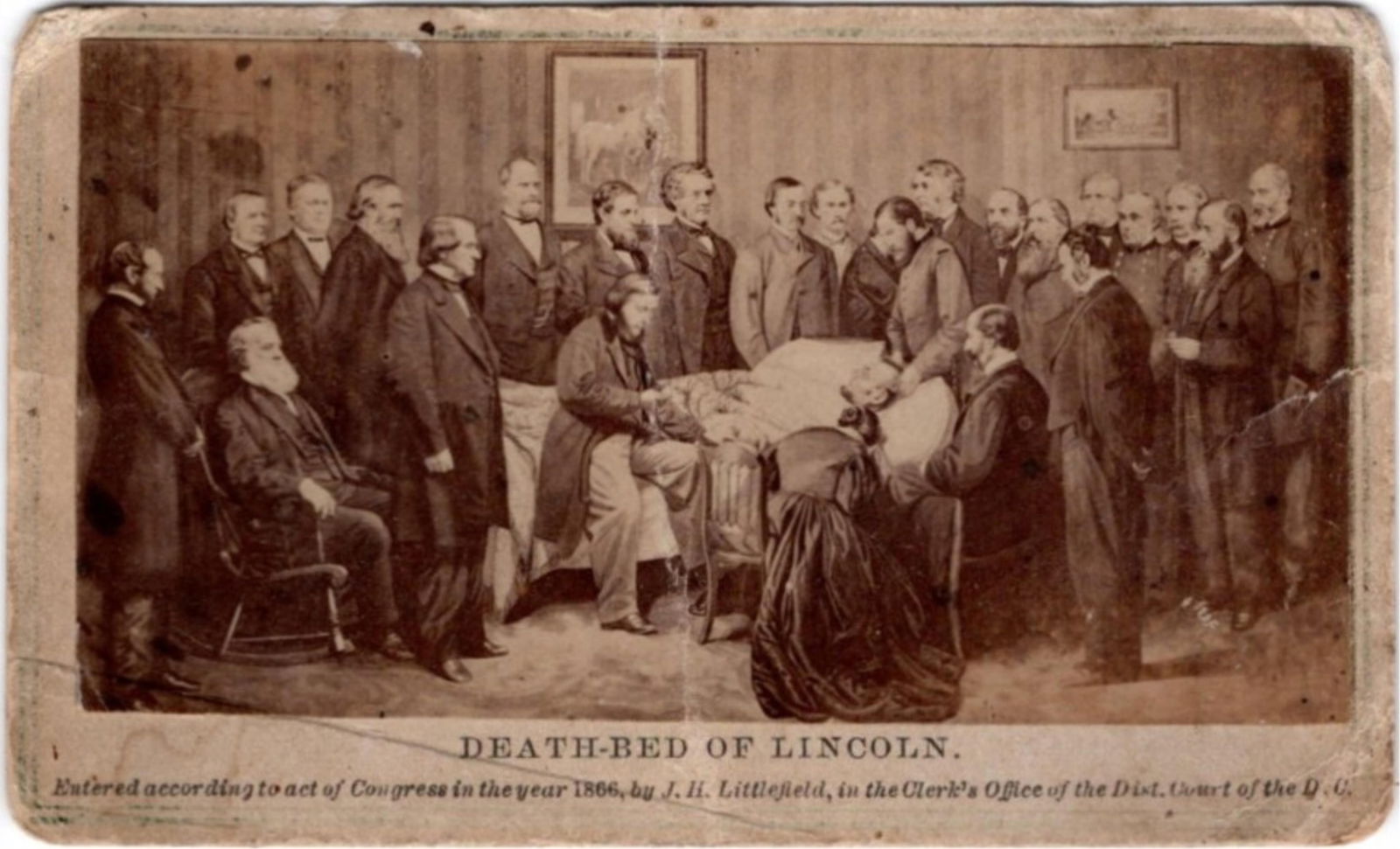 CDV of “Death-Bed of Lincoln” by John H. Littlefield (1 of 1)