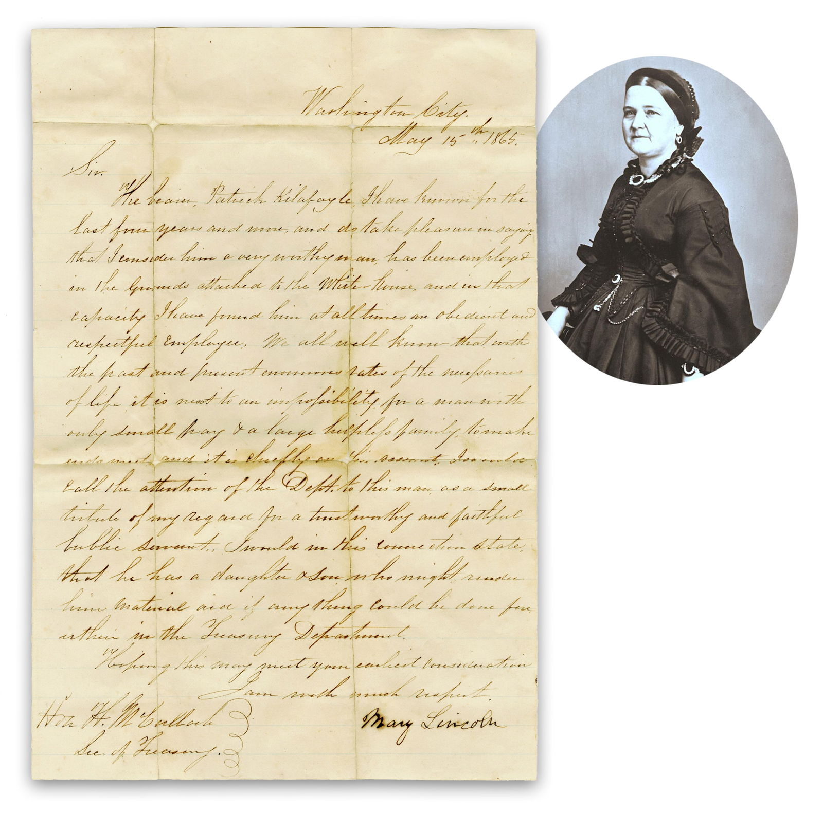 Mary Lincoln 1865 LS, 1 of 2 Known Within a Month of Assassination, Privately Held! (1 of 4)