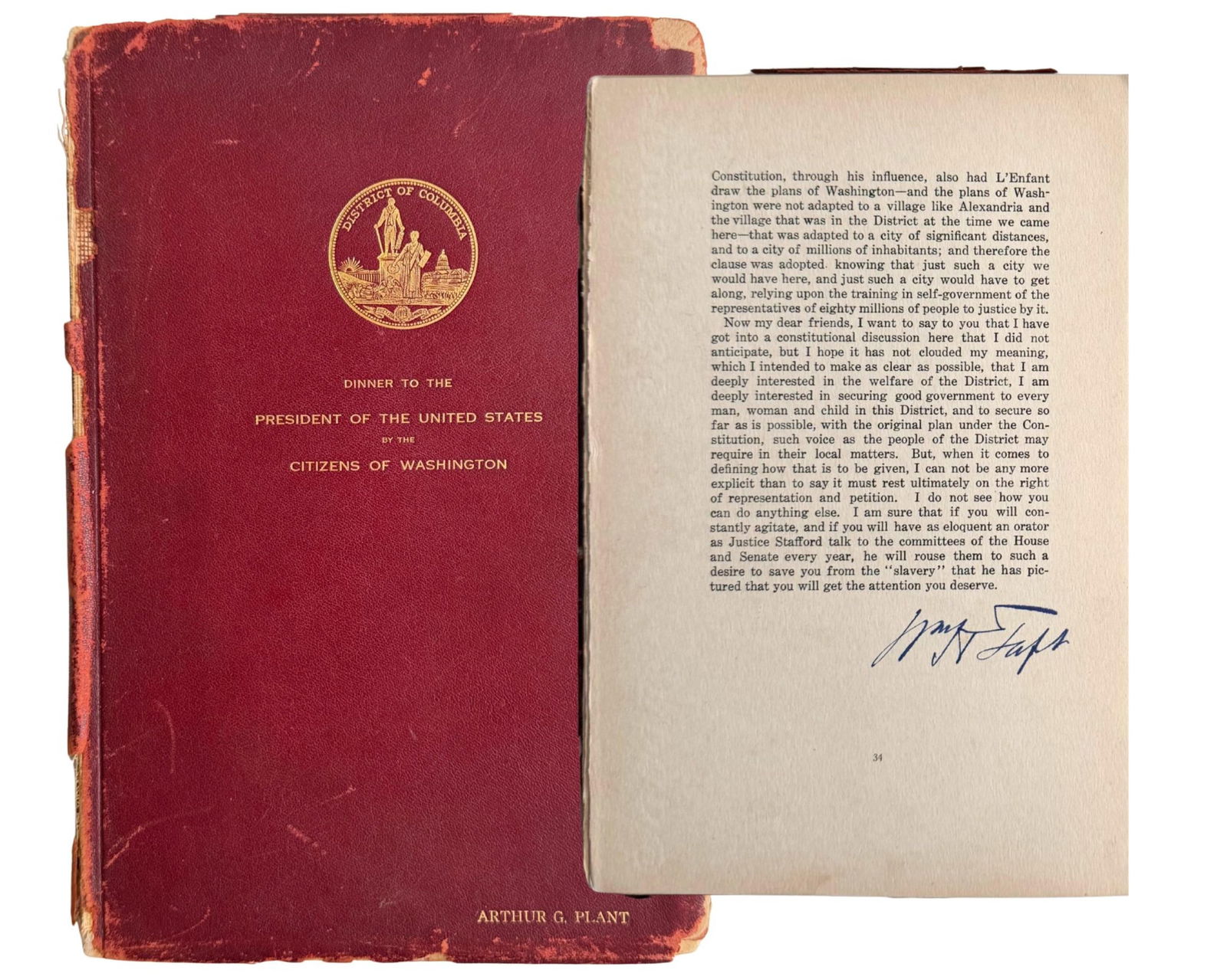 William Taft Signed Remarks to DC Citizens in One of His First Key Appearances as President! (1 of 7)