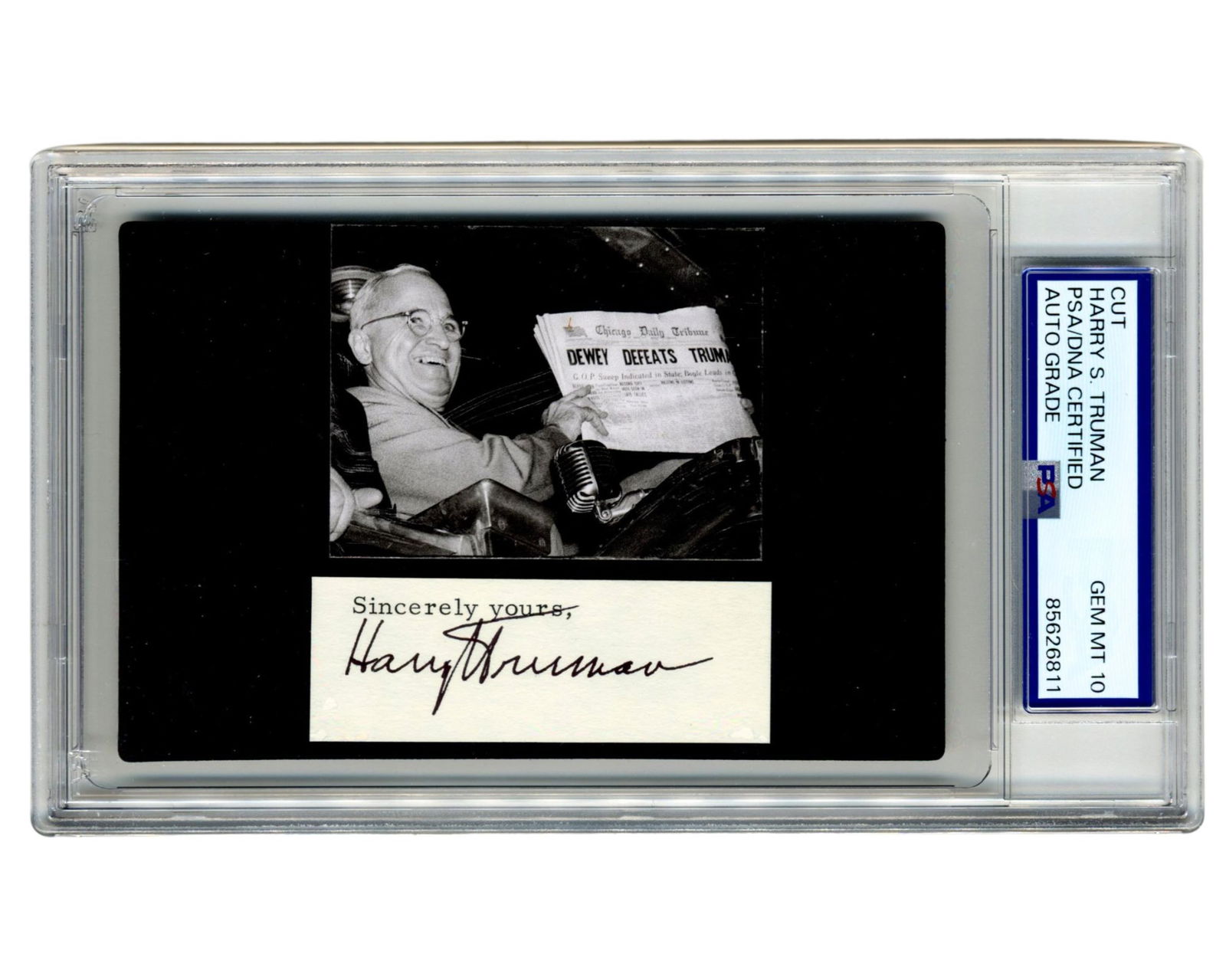 Harry Truman PSA GEM MT 10 "Dewey Defeats Truman" Display! (1 of 1)