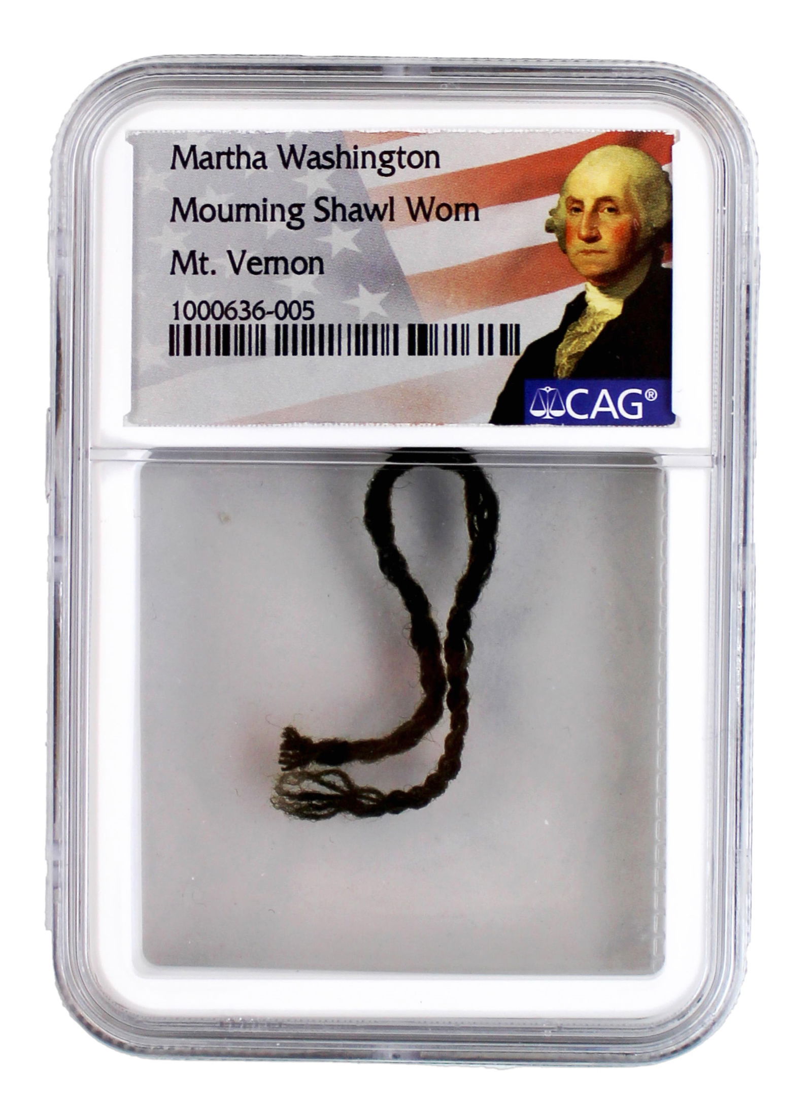 Martha Washington's Mourning Shawl Worn at George Washington's Funeral, CAG Encapsulated (1 of 4)