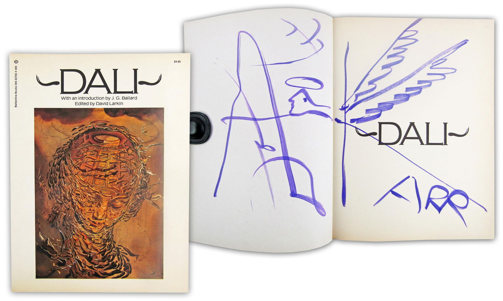 Salvador Dali Boldly Signed Book With Original Angel Drawing In Purple Marker (1 of 12)