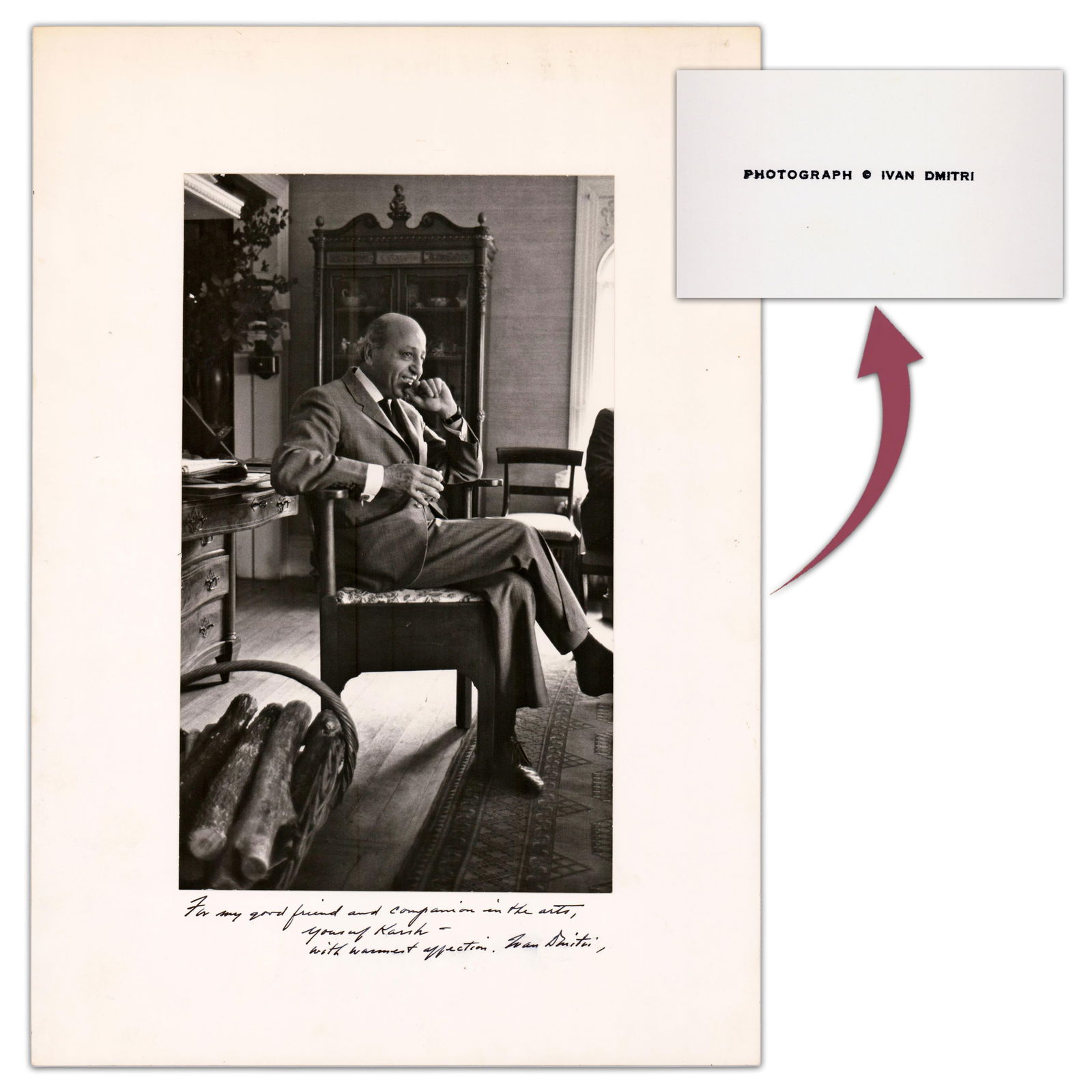 Ivan Dmitri Signed Yousuf Karsh Presentation Photo, "my good friend and companion in the arts" - Ex. (1 of 5)