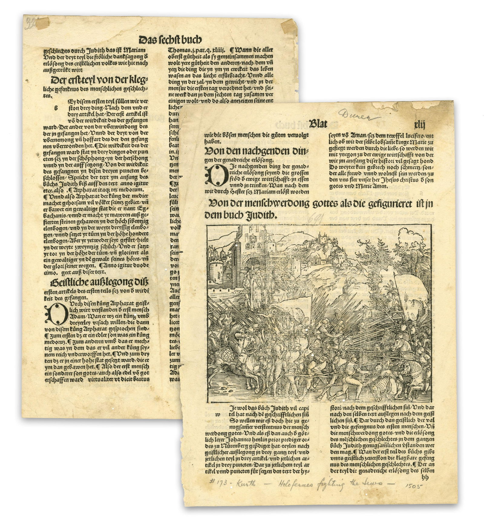 Albrecht Dürer Woodcut 'Holofernes Fighting the Jews', Ex. Karsh Estate (1 of 5)
