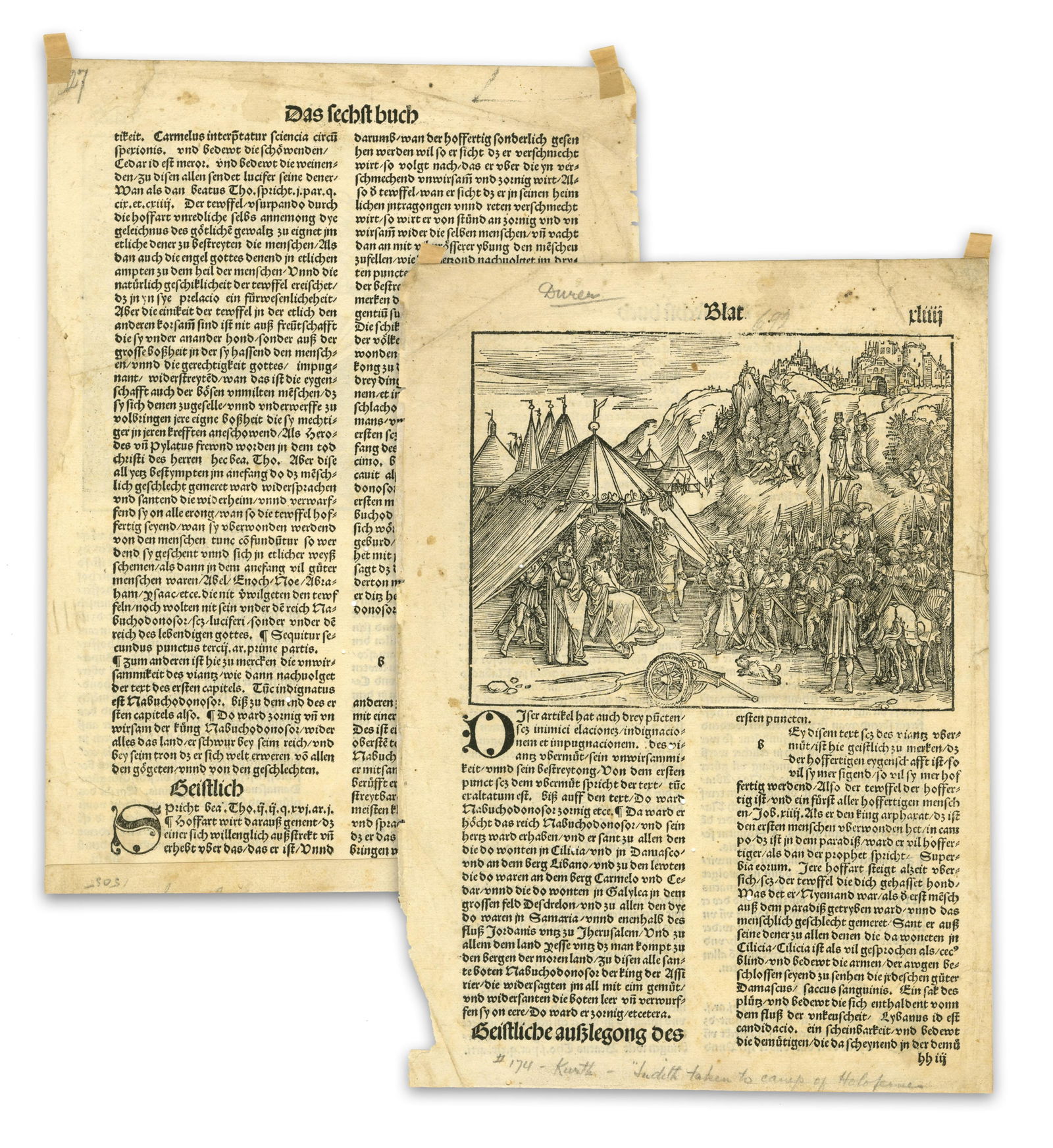 Albrecht Dürer Woodcut 'Judith Taken to Camp of Holofernes', Ex. Karsh Estate (1 of 5)