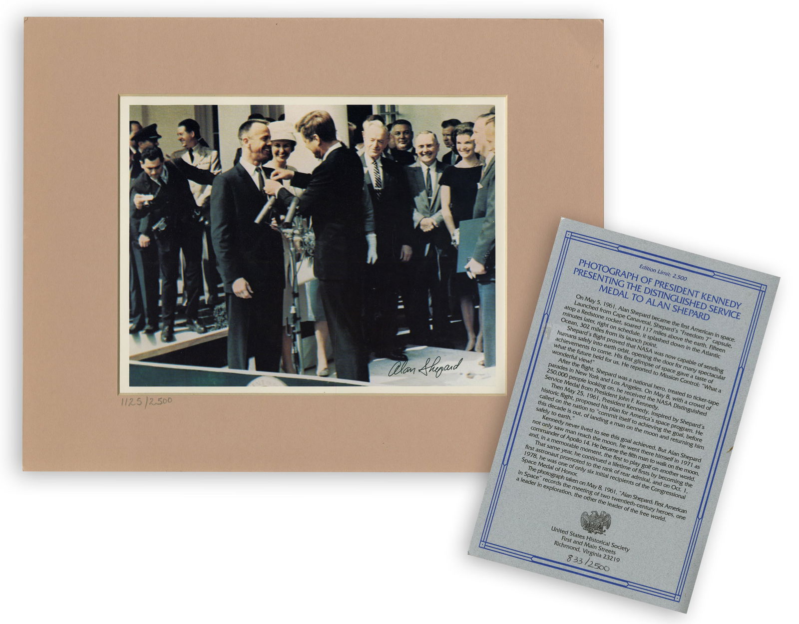 Alan Shepard Ltd. Ed. Signed Photo of Kennedy Presenting Him With NASA Distinguished Service Medal (1 of 3)