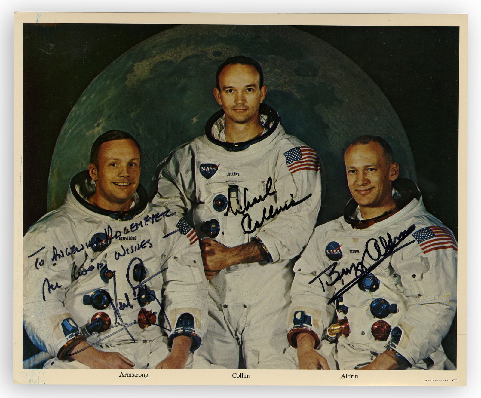 Armstrong, Collins, Aldrin Boldly Signed Photo (1 of 1)