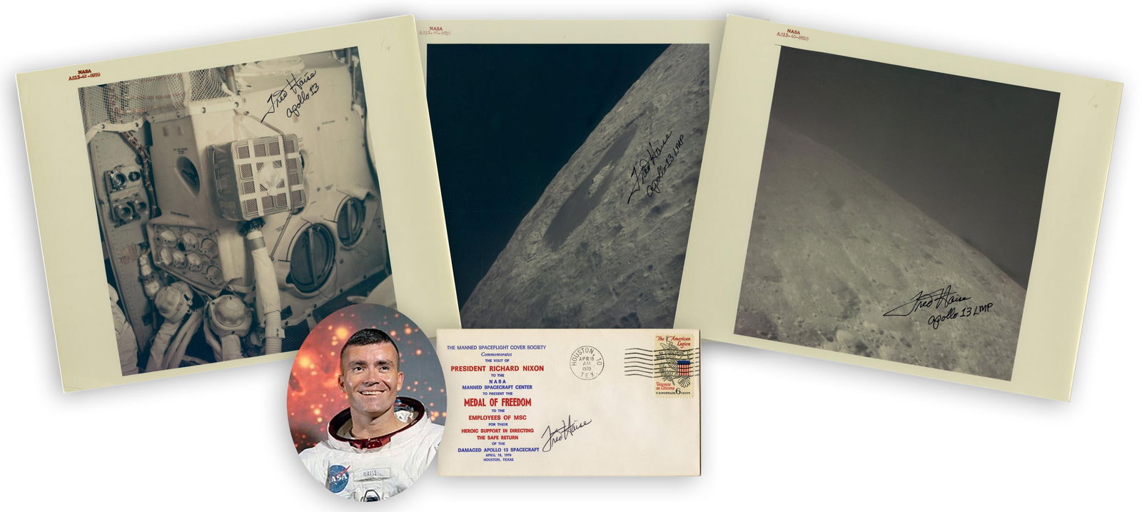 Fred Haise Collection of (3) Signed Photographs & Signed First Day Cover (1 of 5)