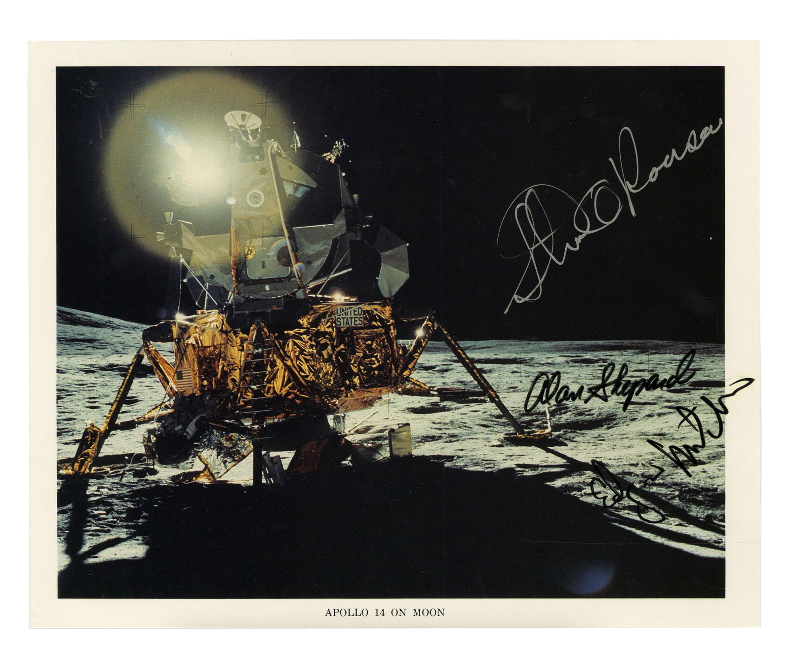 Apollo 14 on the Moon - Roosa, Shepard, Mitchell Signed NASA Photo (1 of 3)