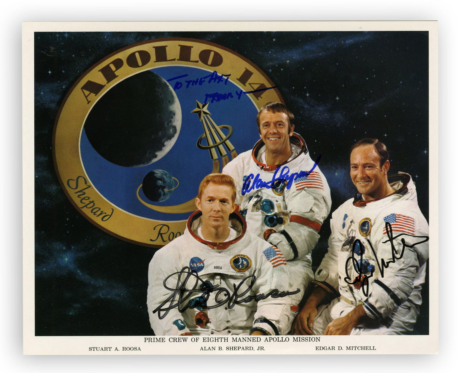 Apollo 14 Prime Crew-Signed Photo, Eighth Manned Apollo Mission (1 of 2)