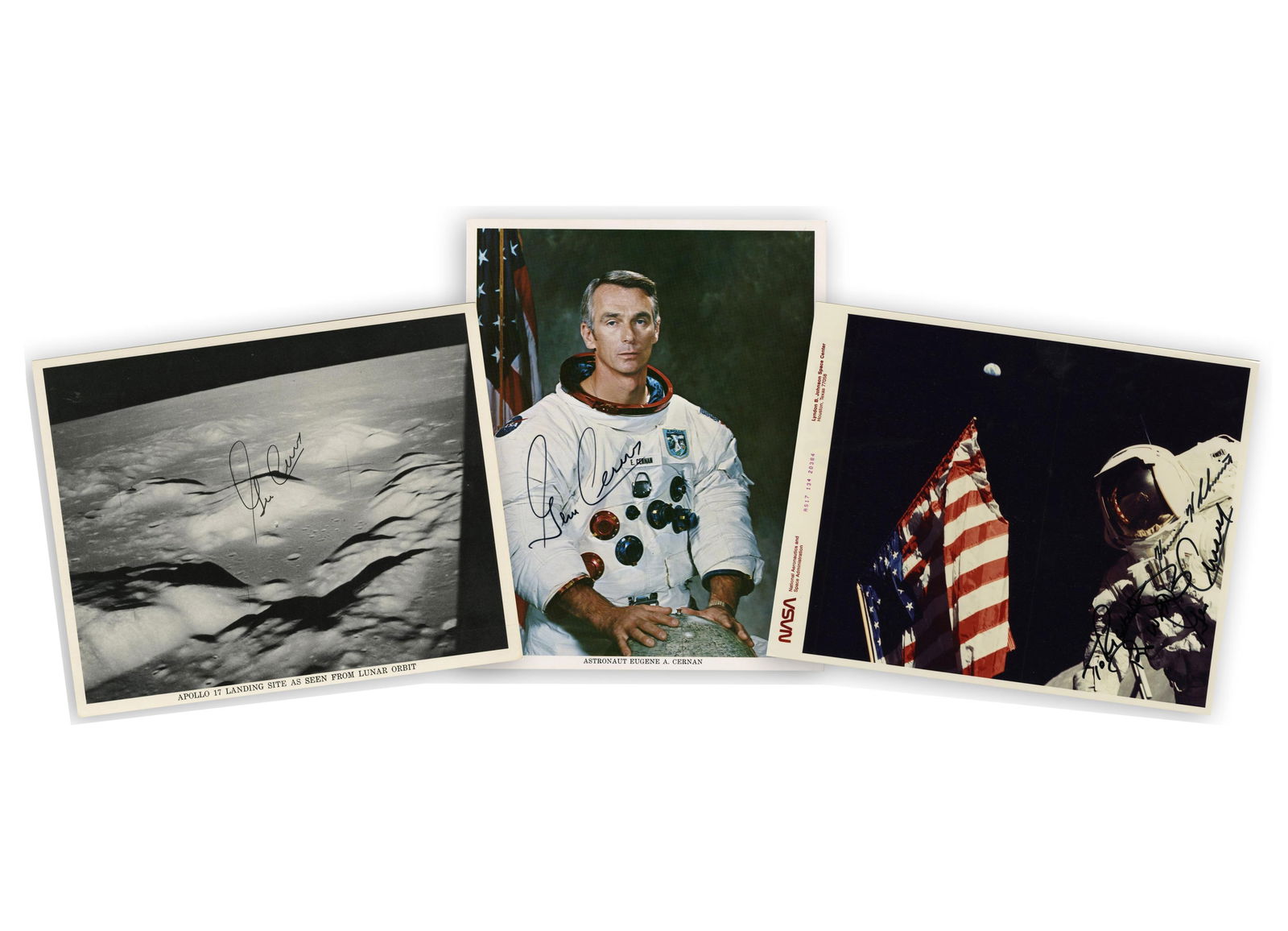 Cernan & Schmitt, Apollo 17 Moonwalkers (3) Signed Photos Ft. NASA Red Number (1 of 4)
