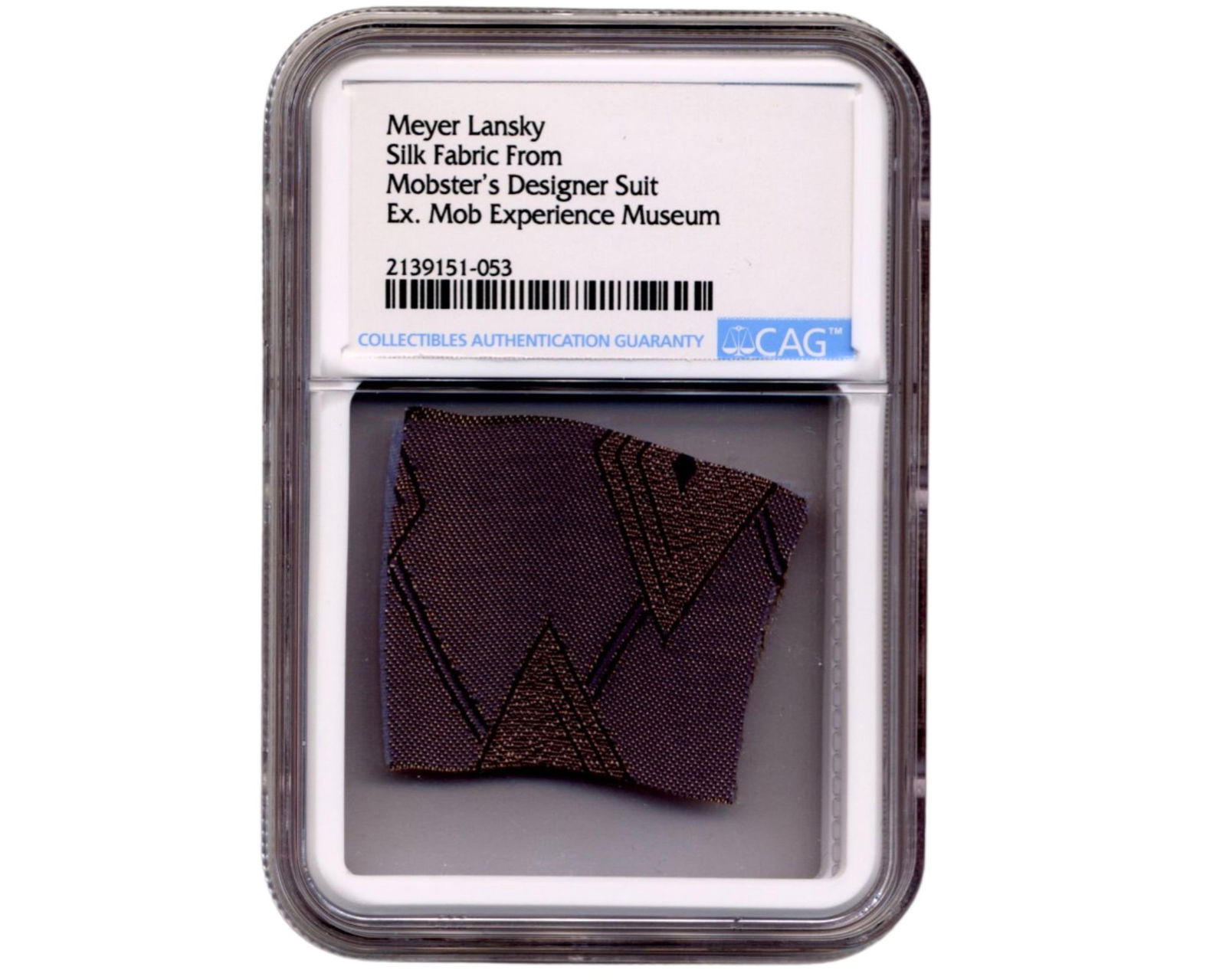 Meyer Lansky Silk Fabric from the Mobster's Designer Suit, Ex. Mob Experience Museum (1 of 2)