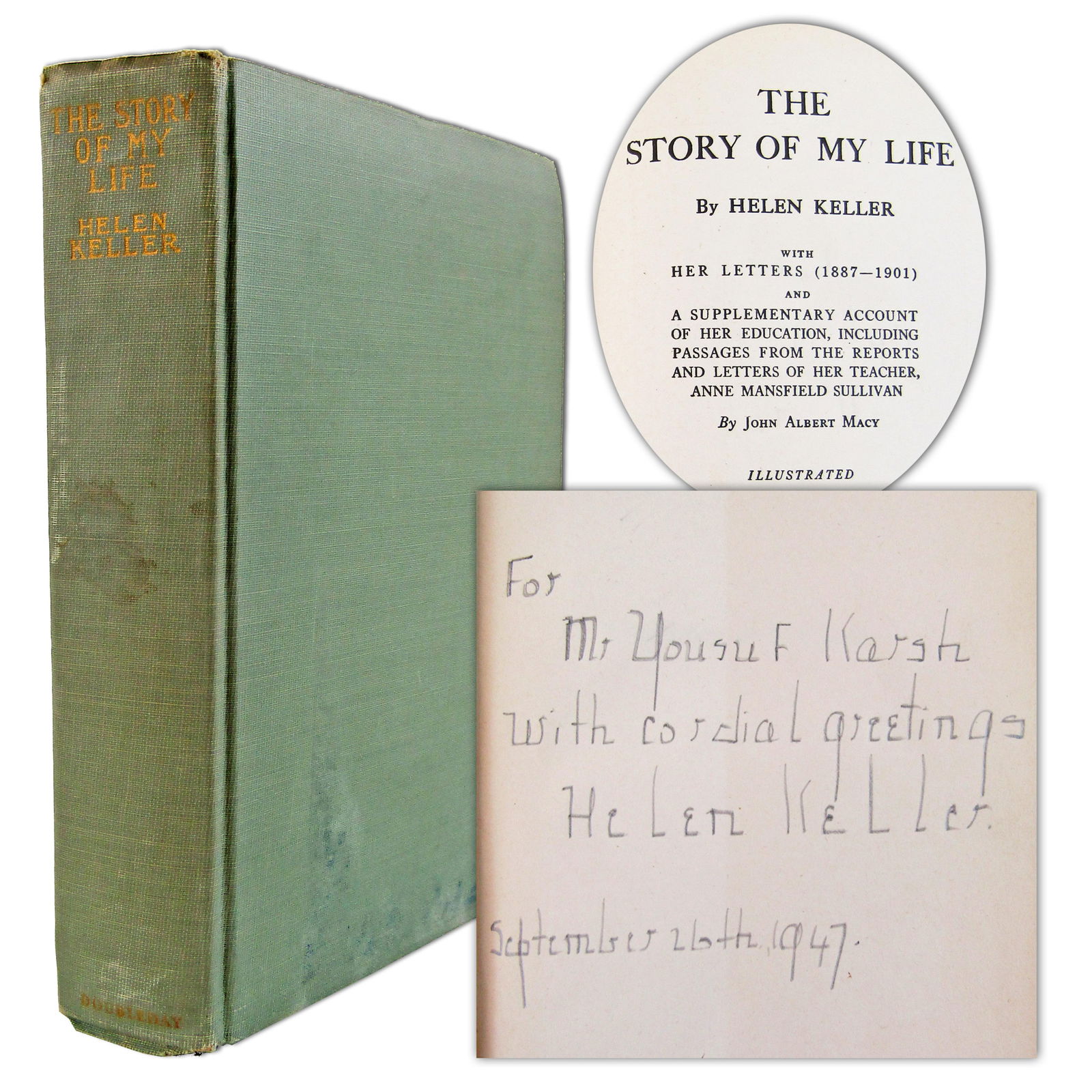 Helen Keller SB Dedicated to Yousuf Karsh, Who Photographed Her The Next Year, Ex. Karsh Estate (1 of 9)