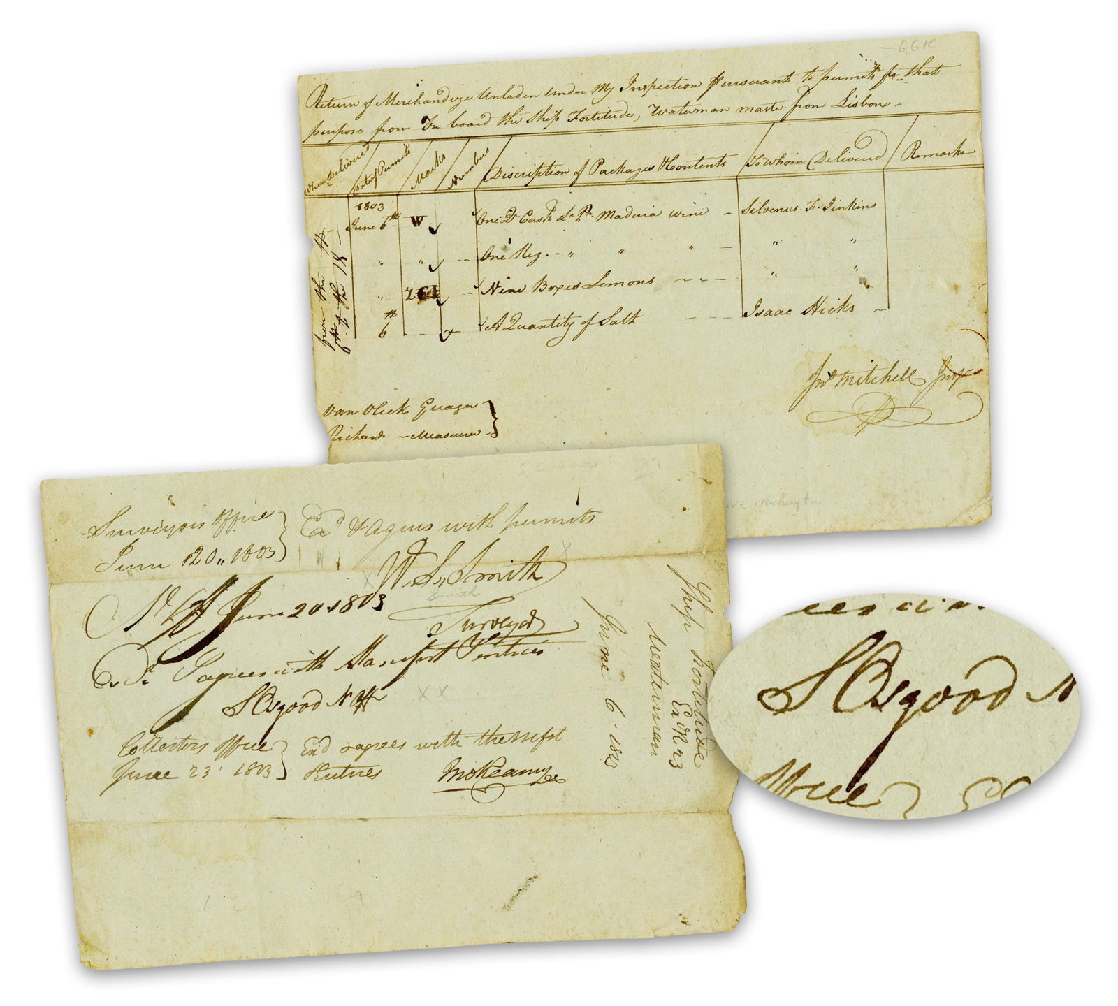 Samuel Osgood DS Importing Madeira Wine as Officer of Port of New York (1 of 3)