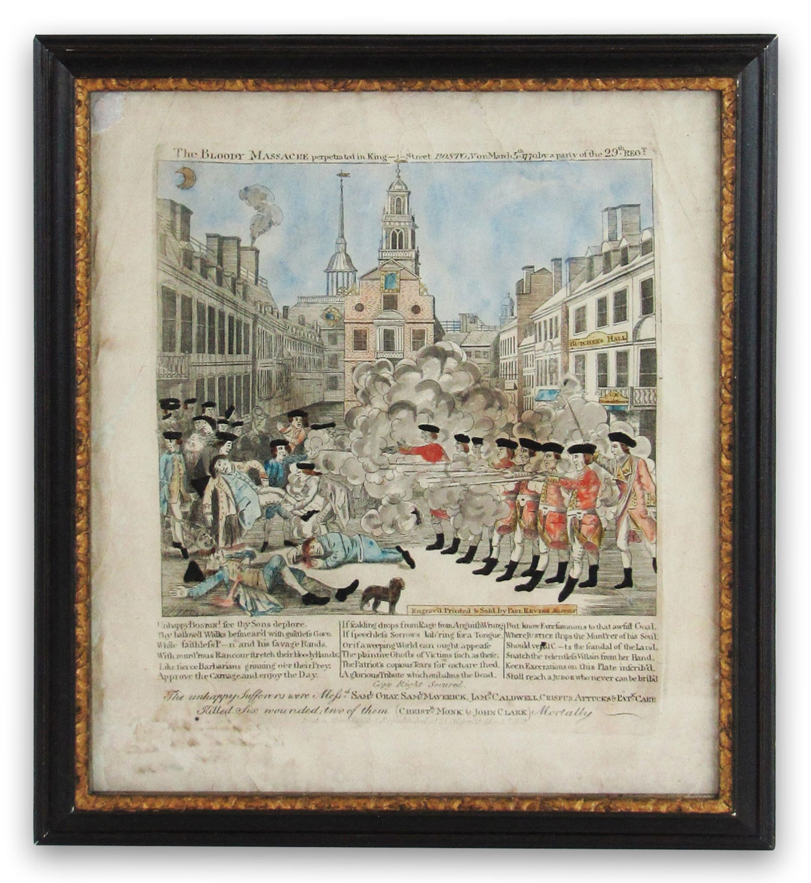 Boston Massacre Engraving of Revere's Emblematic Image 1832, Ex. Sotheby's (1 of 5)