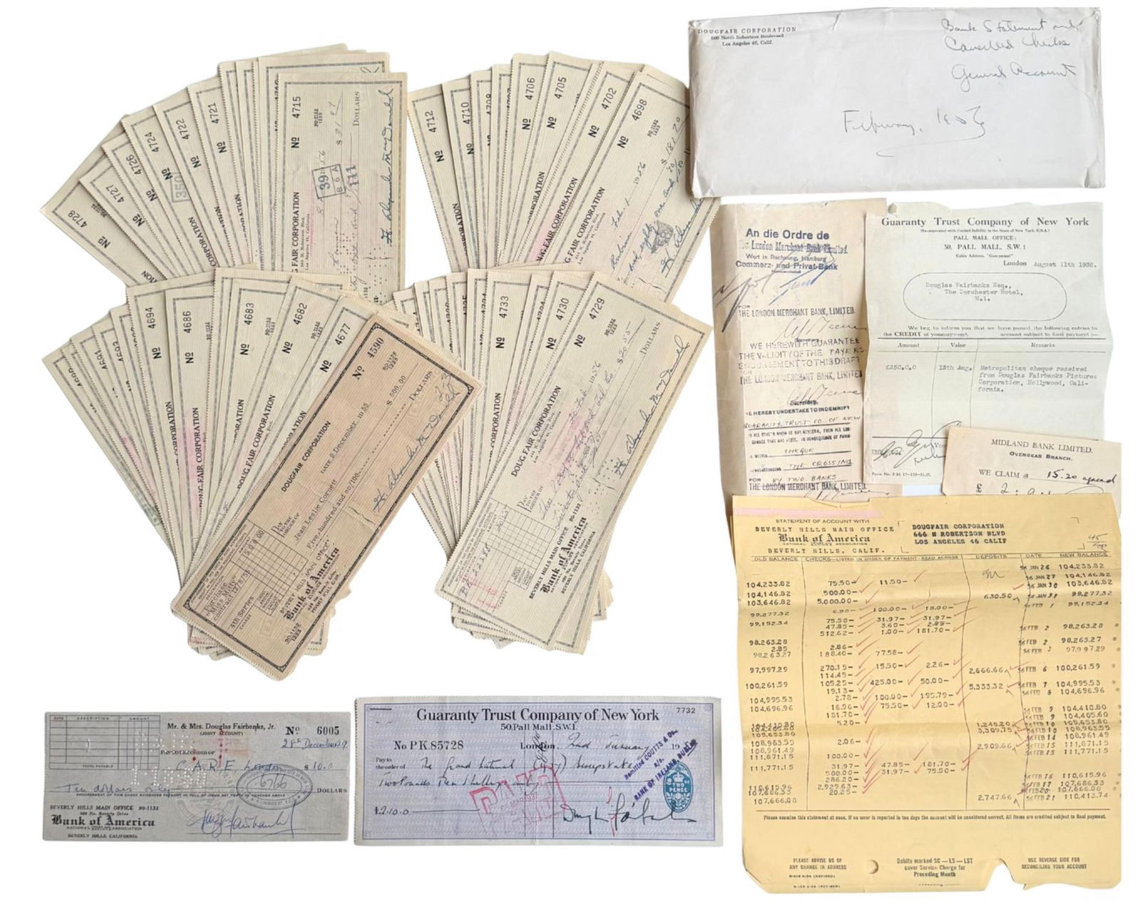 Douglas Fairbanks Sr. & Jr Signed Checks & Financial Archive! (1 of 3)