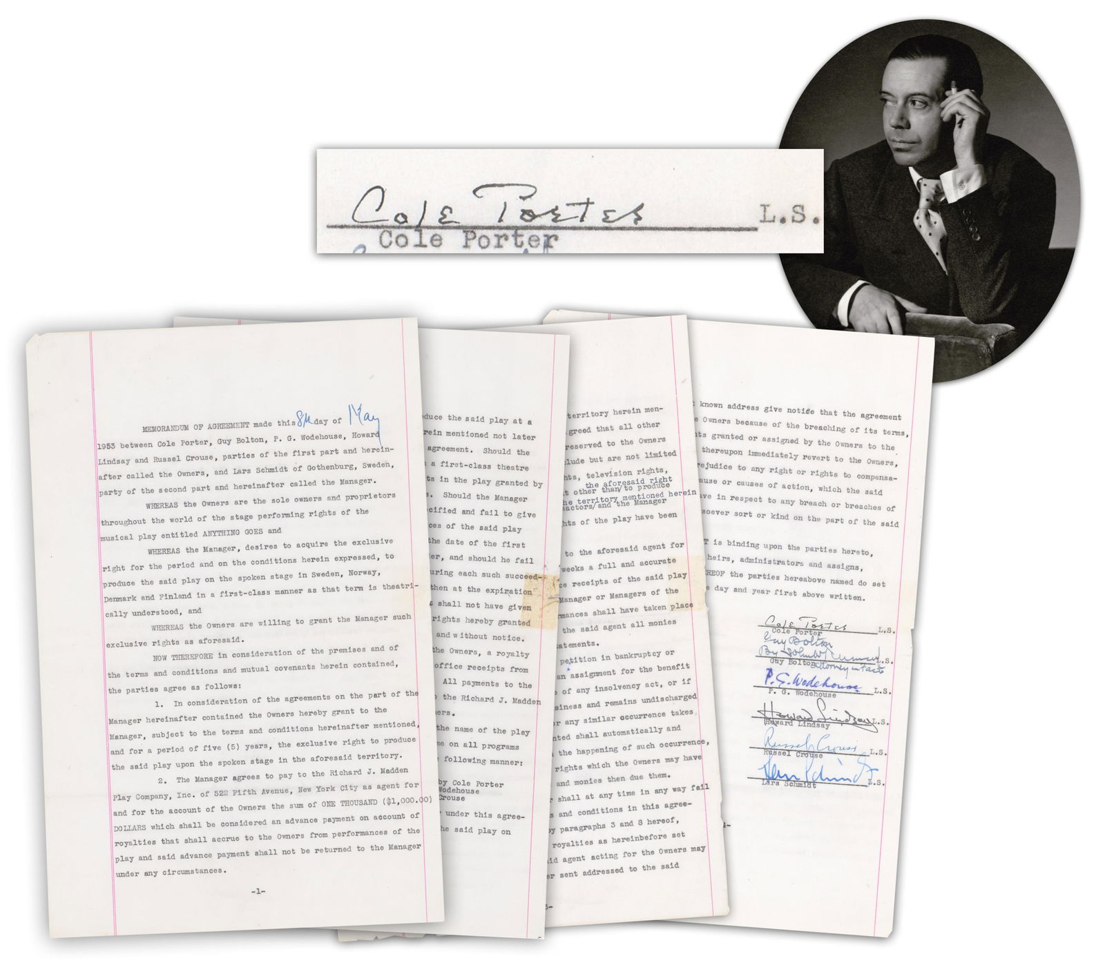 Cole Porter Signed "Anything Goes" Contract For Scandinavian Musical Theatre! (1 of 6)