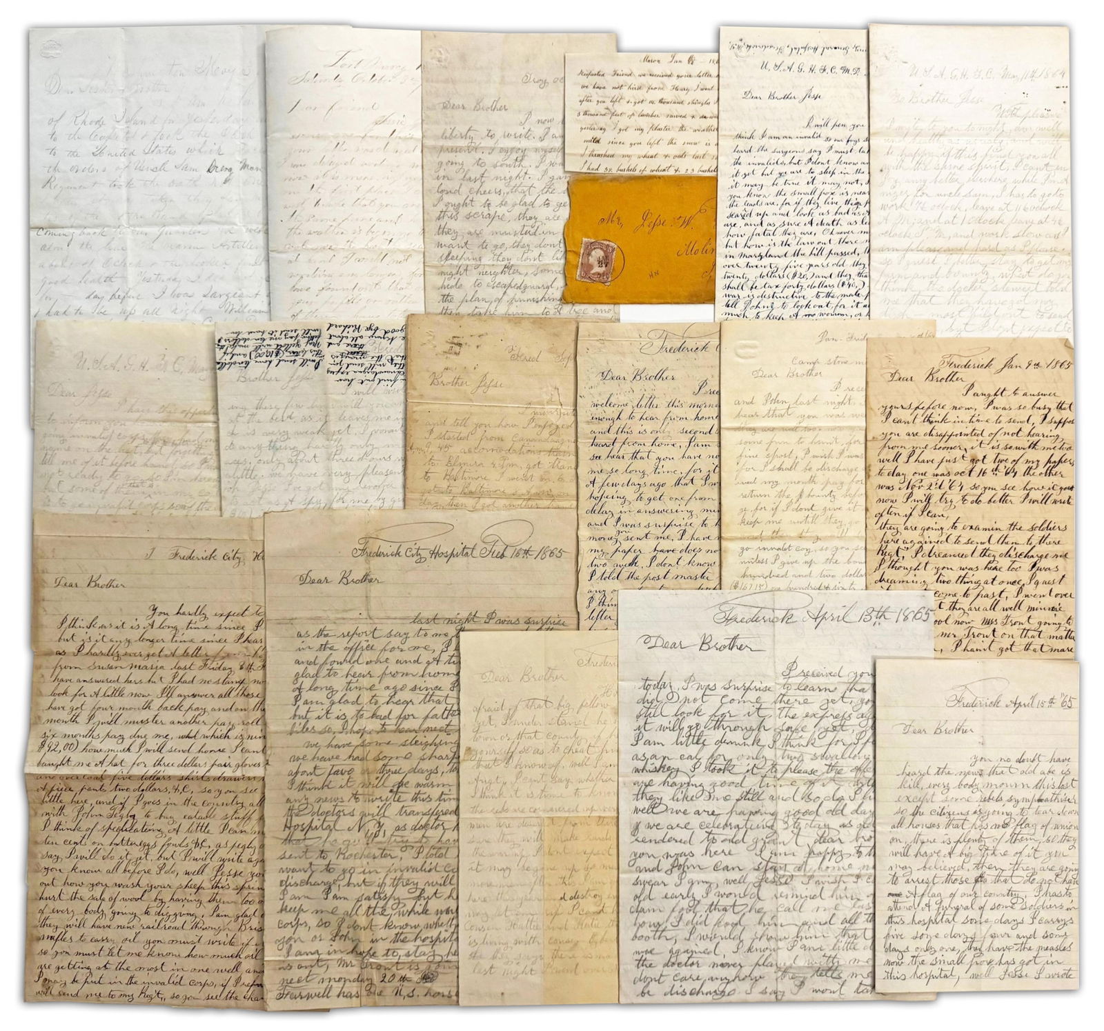 New York Soldier Re: Lee's Surrender & Lincoln Assassination, 14 letters, 46 pp! (1 of 8)