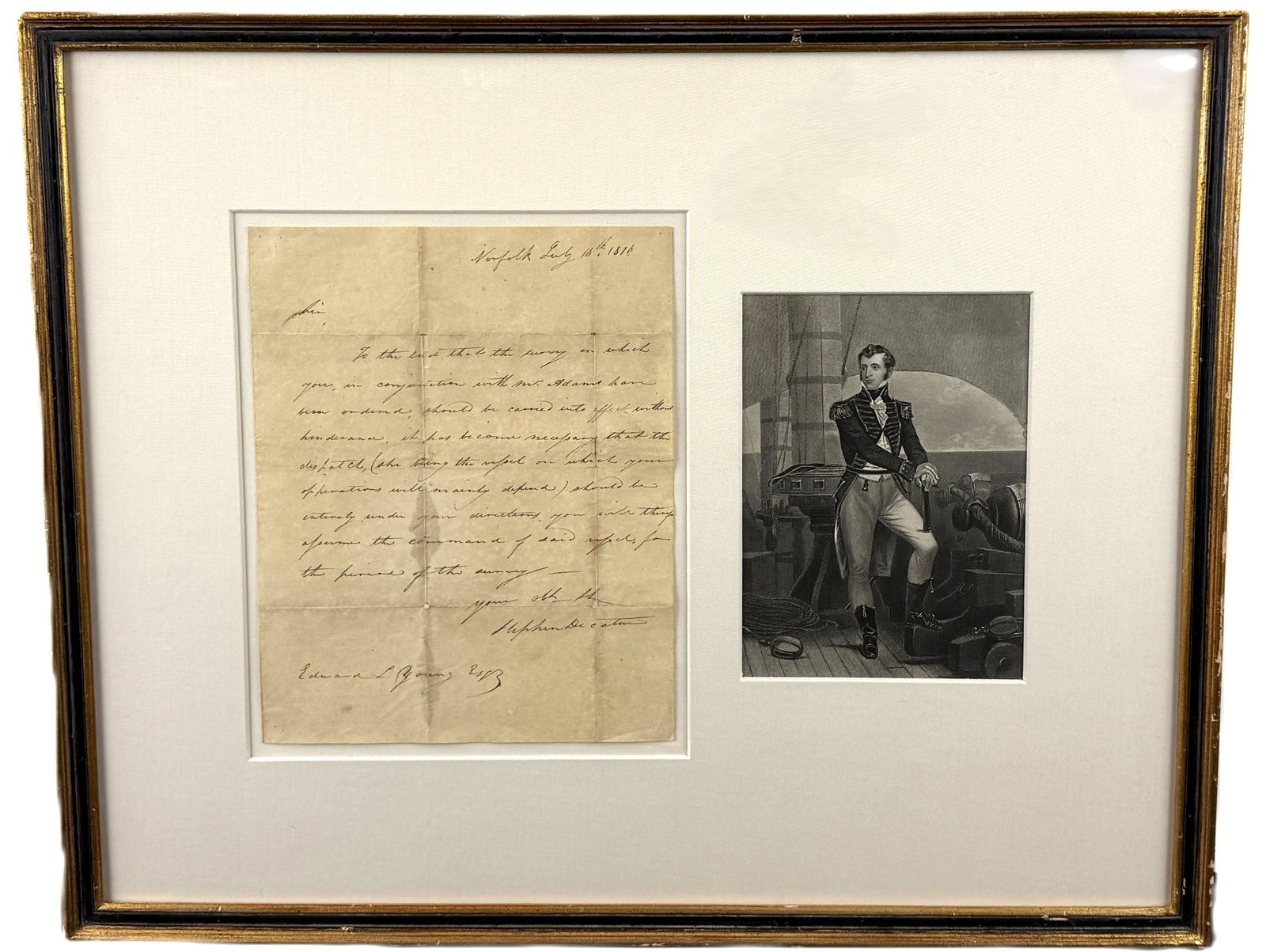 Stephen Decatur 1816 ALS Handsomely Framed (1 of 4)