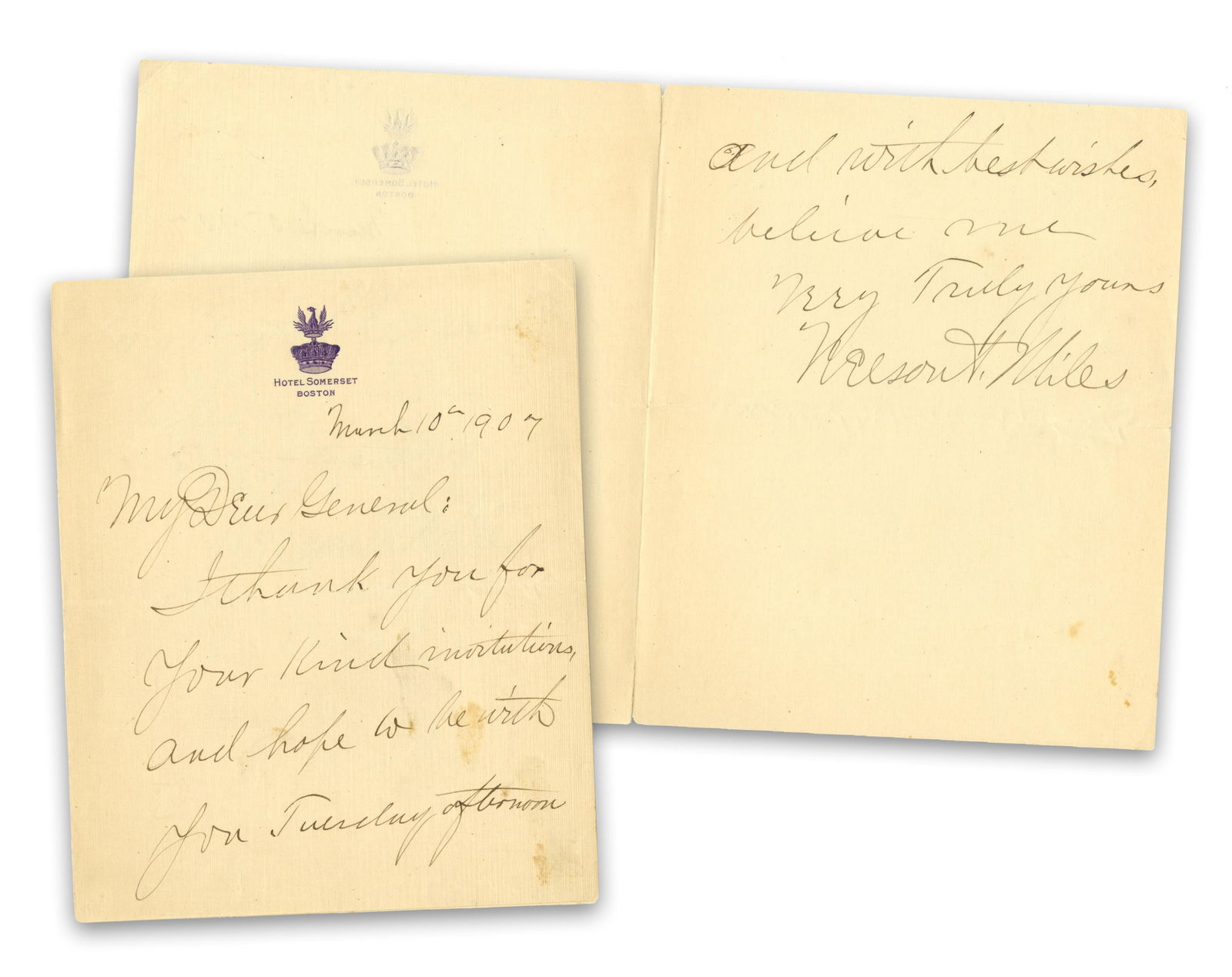 Nelson A. Miles ALS to Fellow General (1 of 3)