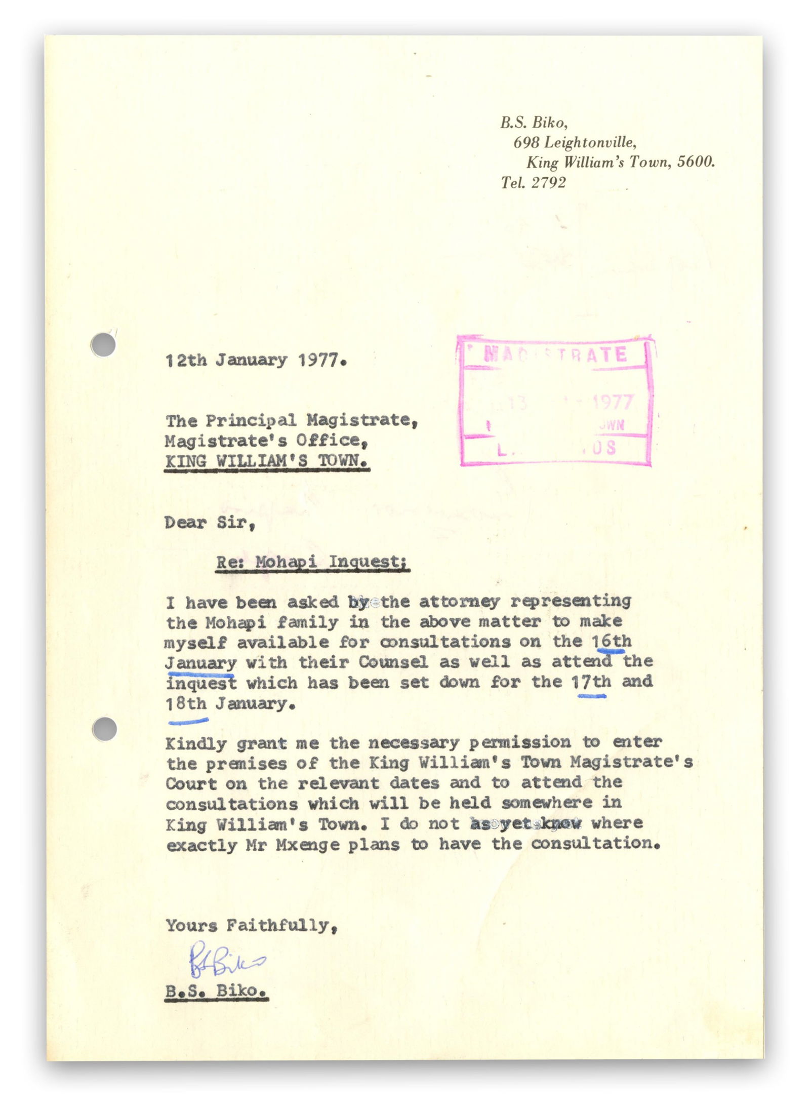 Steve Biko TLS on Death & Inquest of Fellow Activist Mapetla Mohapi (1 of 3)