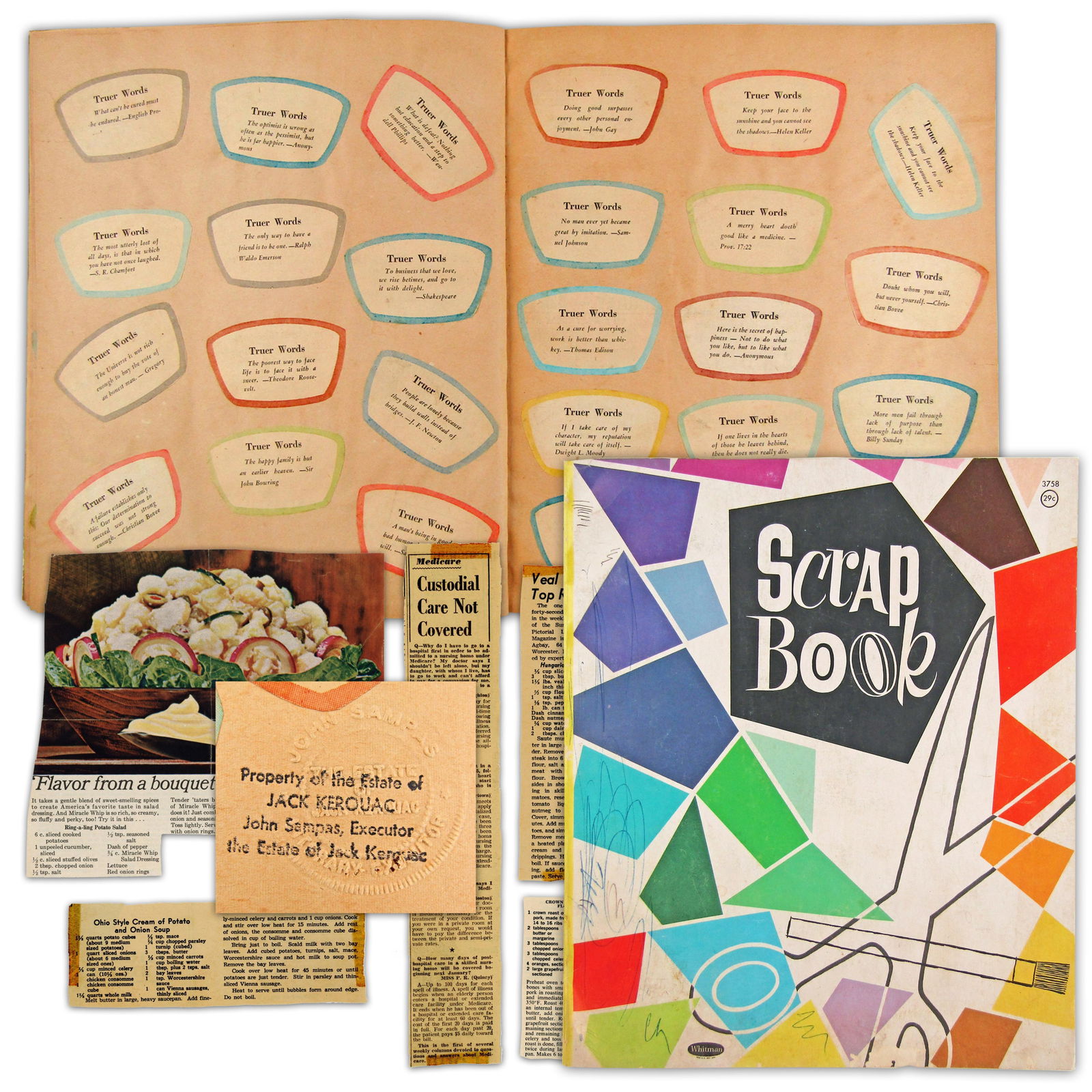 Jack Kerouac Estate "Truer Words" Scrapbook: 95 Quotes From Dickens, Goethe, Shakespeare, Eliot & (1 of 9)