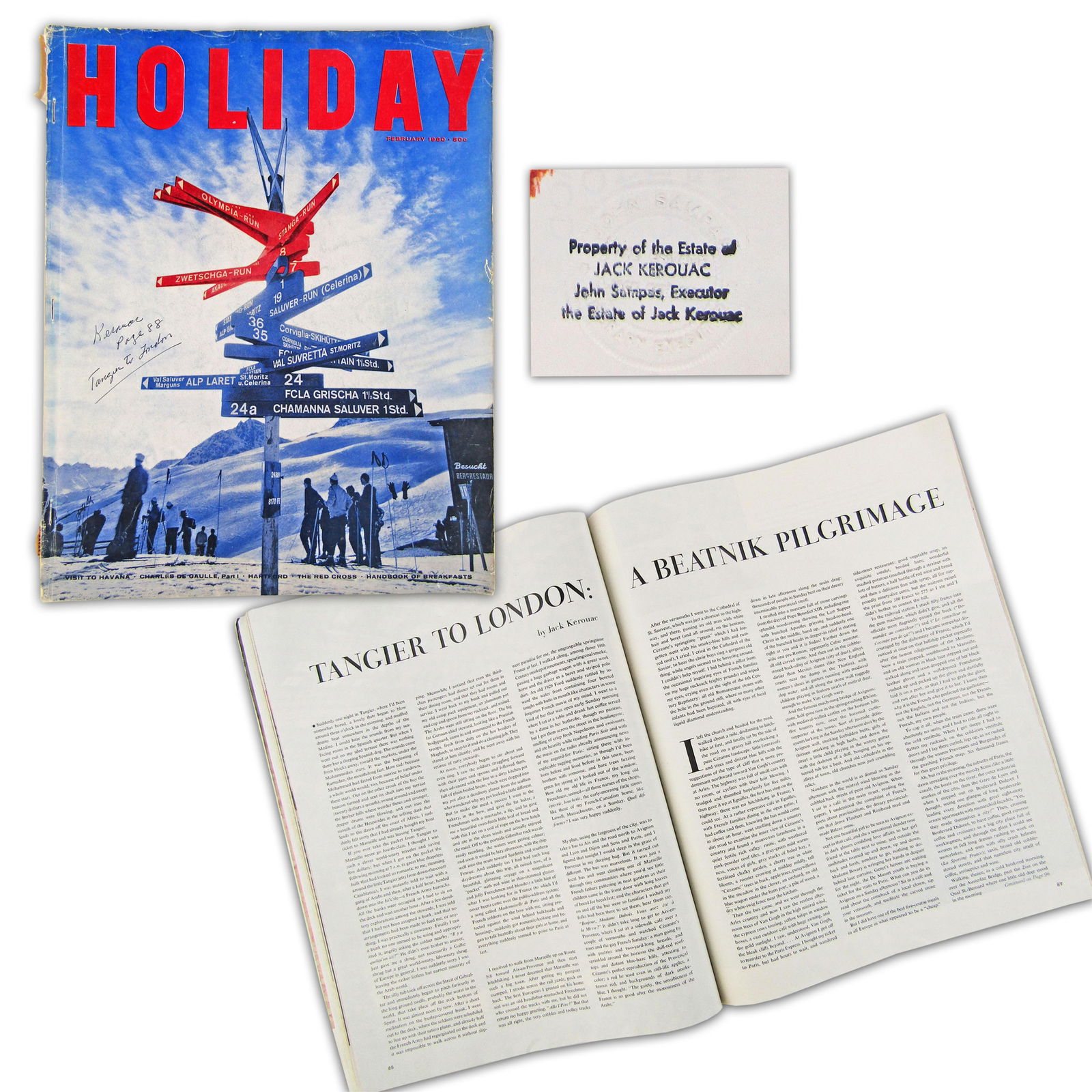 Jack Kerouac's Travel Story, "Tangier to London: A Beatnik Pilgrimage" In Personally Owned Copy of (1 of 12)