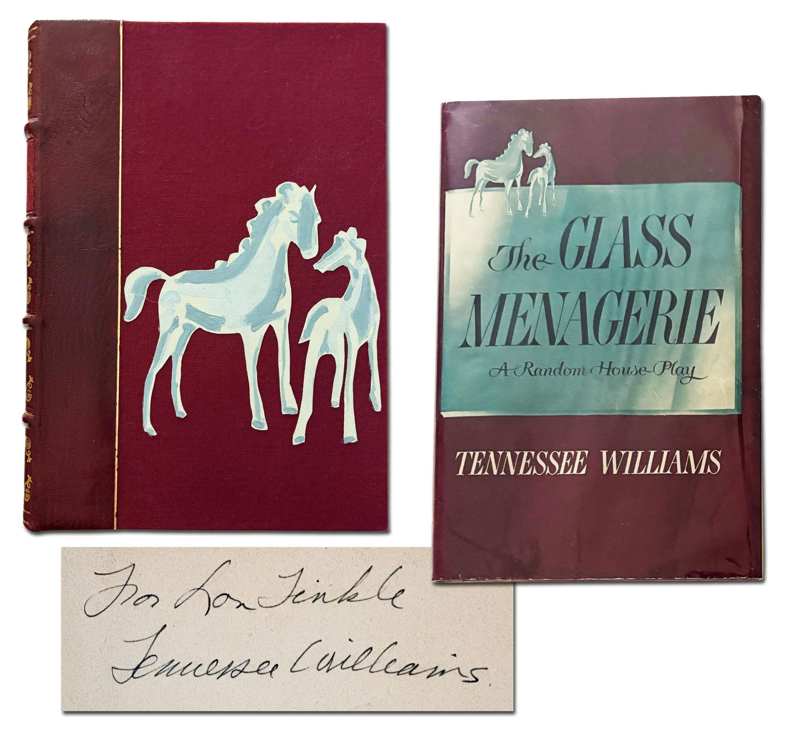 Tennessee Williams Signed 1st Edition, 1st Printing of "The Glass Menagerie" in Lovely Custom (1 of 12)