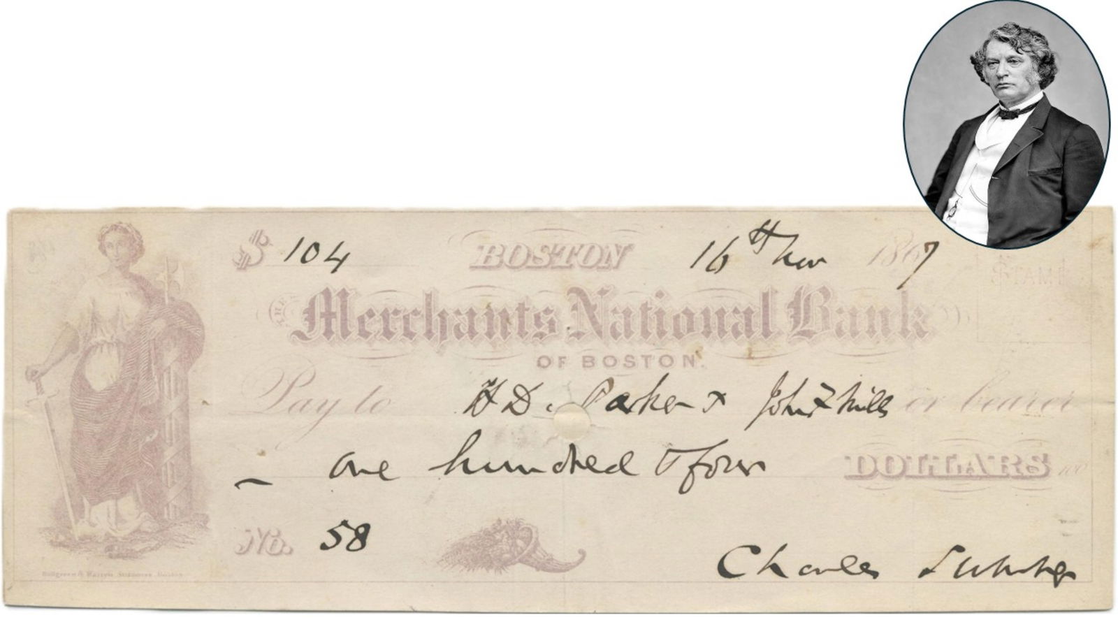 Charles Sumner Signed Check (1 of 2)