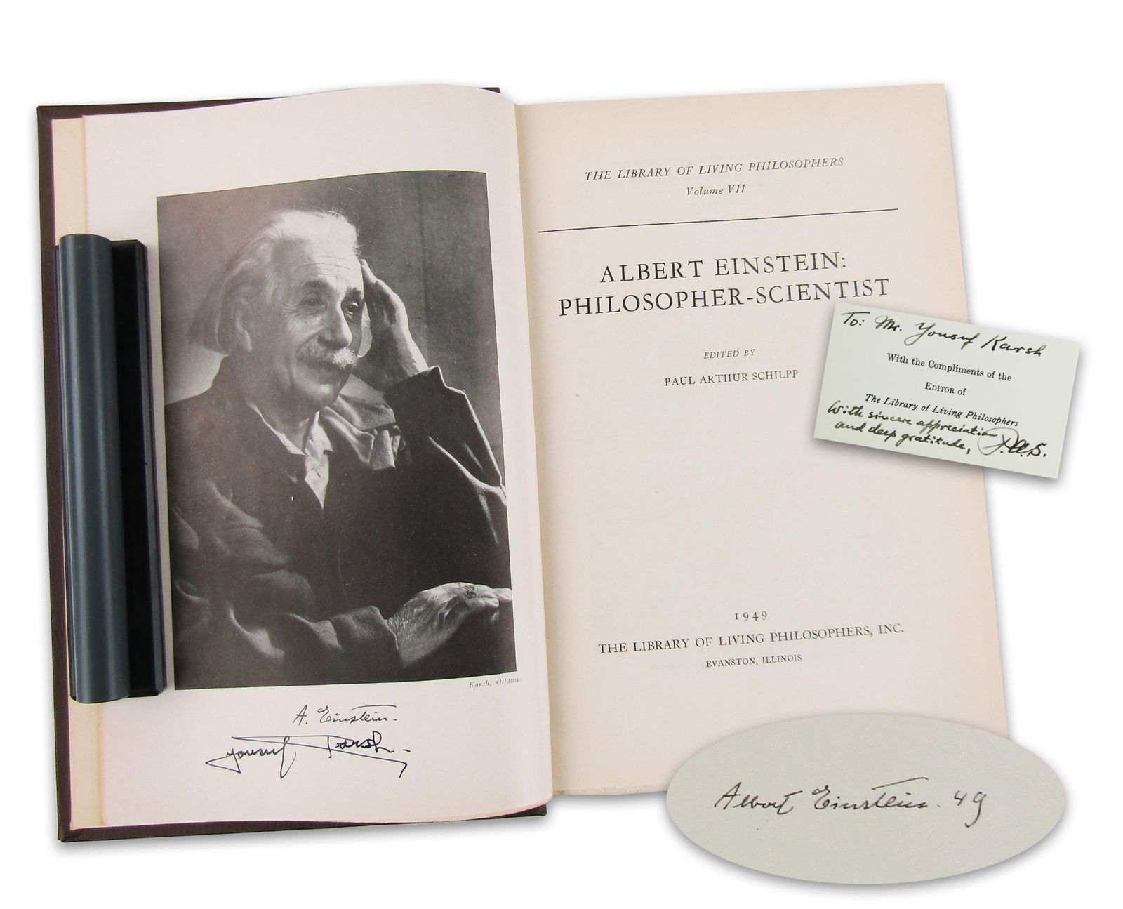 Albert Einstein Signed 'Philosopher-Scientist' & Vintage Photograph Presented to Photographer Yousuf (1 of 13)