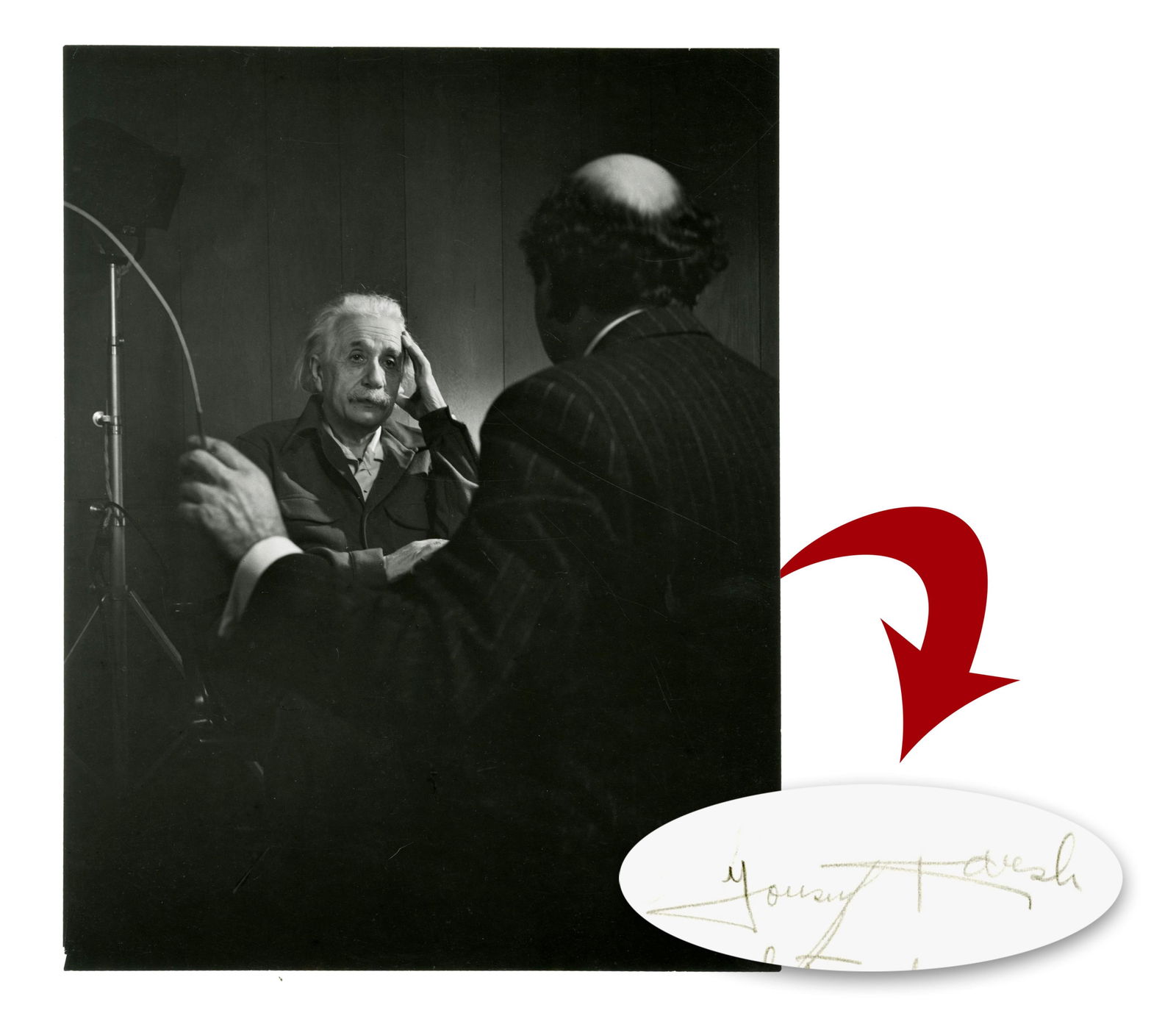 Albert Einstein at Princeton (1948) Signed by Photographer Yousuf Karsh, Ex. Karsh Estate (1 of 4)