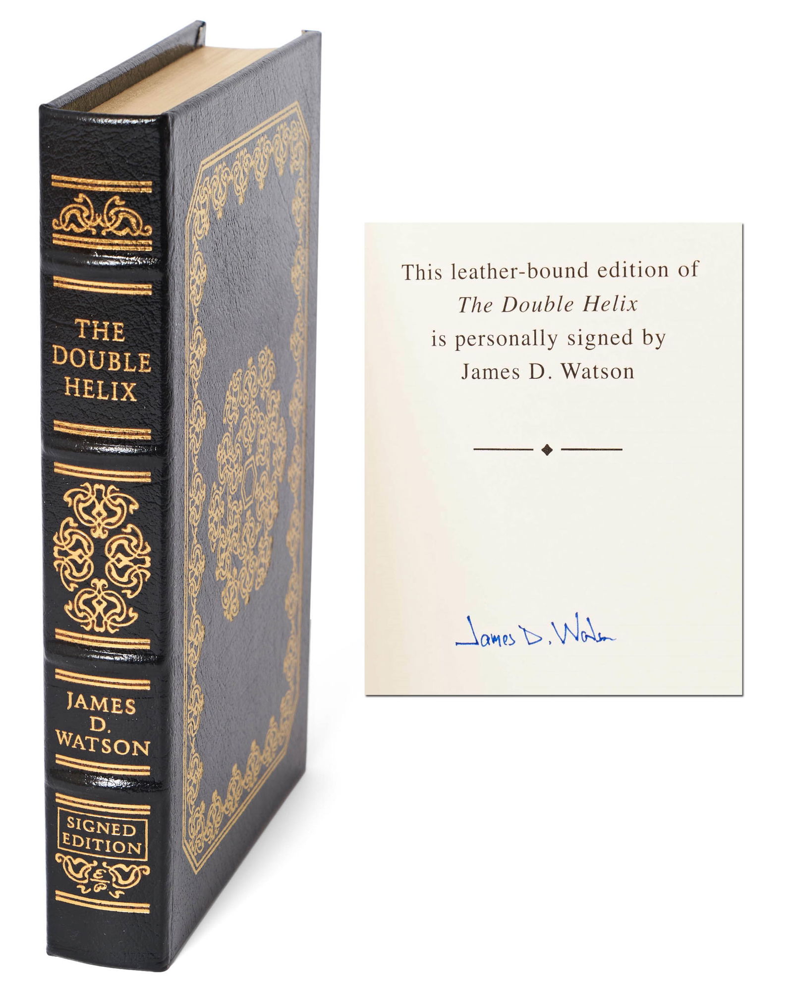 James D. Watson Signed Deluxe Edition of "The Double Helix" With Easton Press COA: James Watson n.p., n.d. James D. Watson Signed Deluxe Edition of "The Double Helix" With Easton Press COA Signed Book James D. Watson (b. 1928). The Double Helix / A Personal Account of the