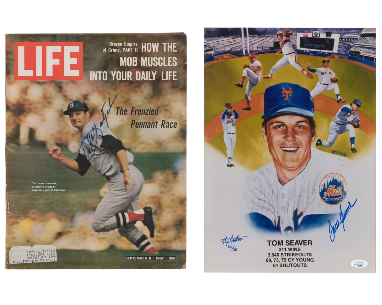 Tom Seaver Limited Litho & Carl Yastrzemski Signed Life Magazine from Triple Crown Year! JSA: Tom Seaver n.p., n.d. Tom Seaver Limited Litho & Carl Yastrzemski Signed Life Magazine from Triple Crown Year! JSA Archive Exceptional two-piece offering celebrating the greatness of two Hall of
