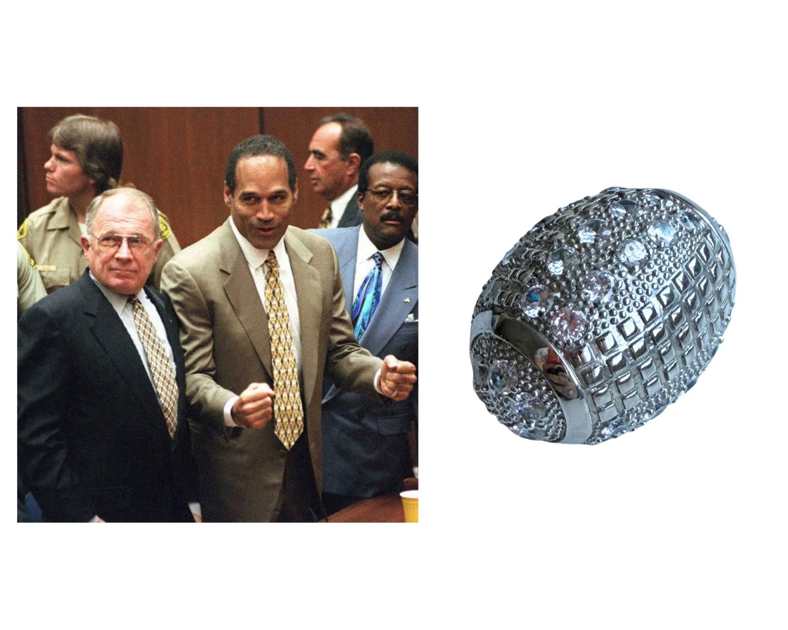 O.J. Simpson Personally Owned Rhinestone Football Pendant, Ex-Simpson Estate: O.J. Simpsonn.p., n.d.O.J. Simpson Personally Owned Rhinestone Football Pendant, Ex-Simpson EstateRelicO.J. Simpson’s Rhinestone Football Pendant, personally owned by O.J. Simpson, one of the mo