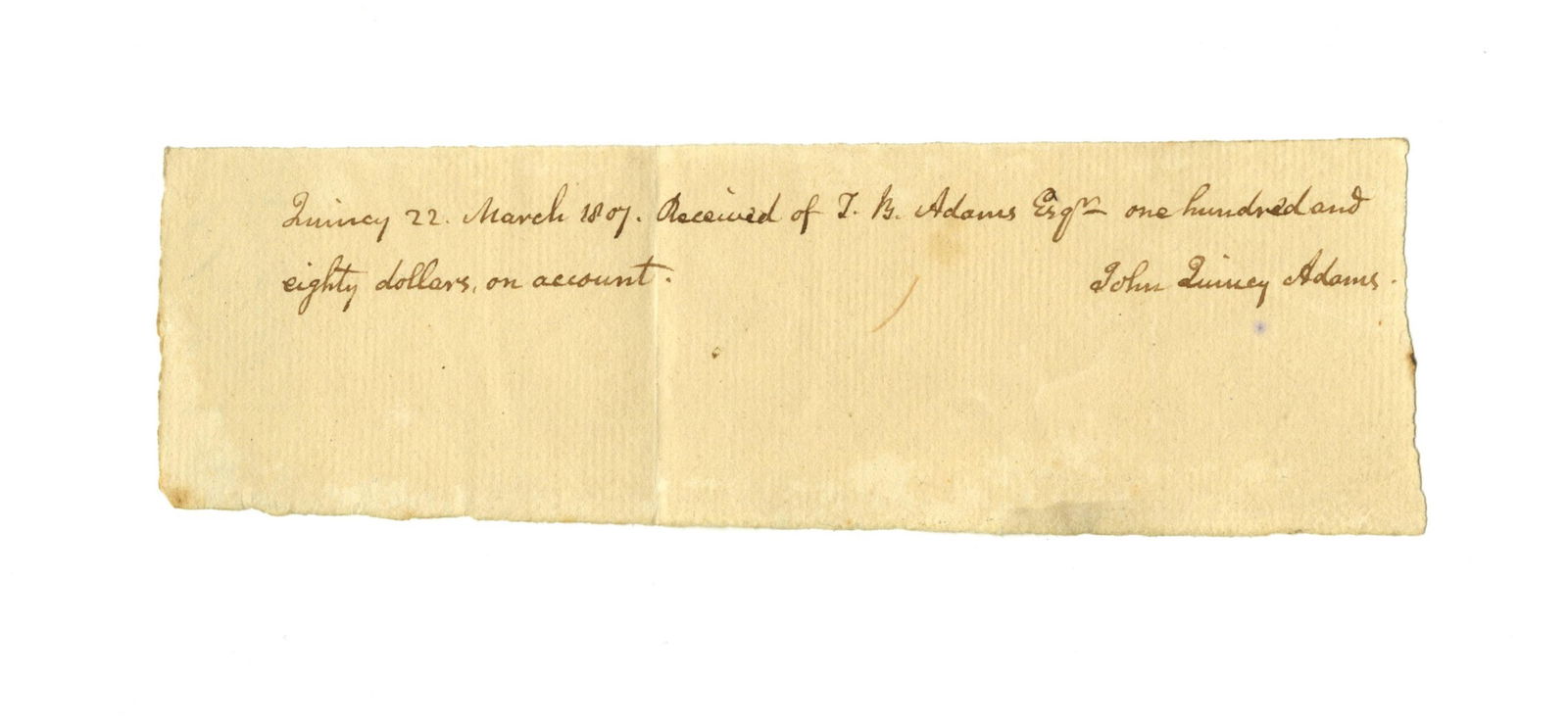 J. Q. Adams AMS Receipt For Brother Thomas (1 of 2)