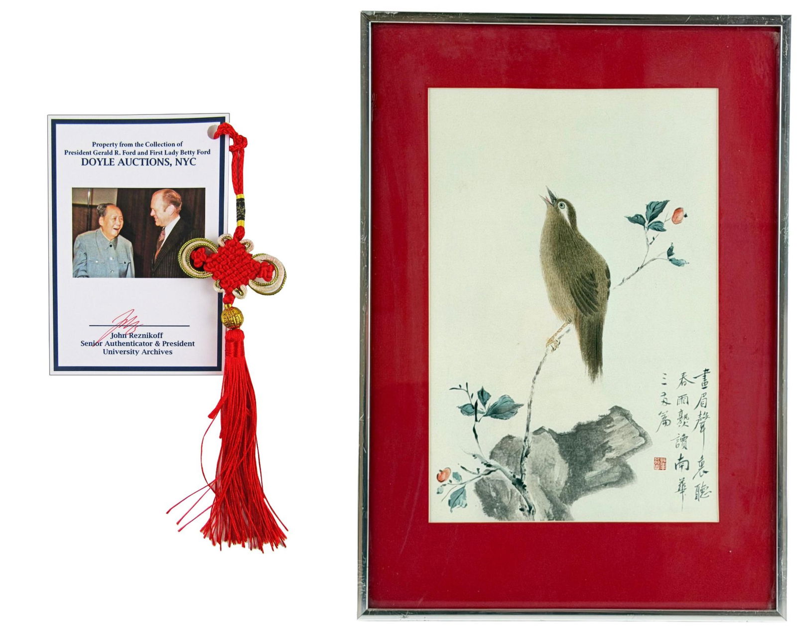 Gerald Ford's Chinese Hua Yan Work! Likely Gifted to Gerald Ford by China During Mao Zedong Visit: Gerald FordChina, ca. 1975Gerald Ford's Chinese Hua Yan Work! Likely Gifted to Gerald Ford by China During Mao Zedong VisitArtGerald Ford’s personally-owned print of a Chinese school watercolor