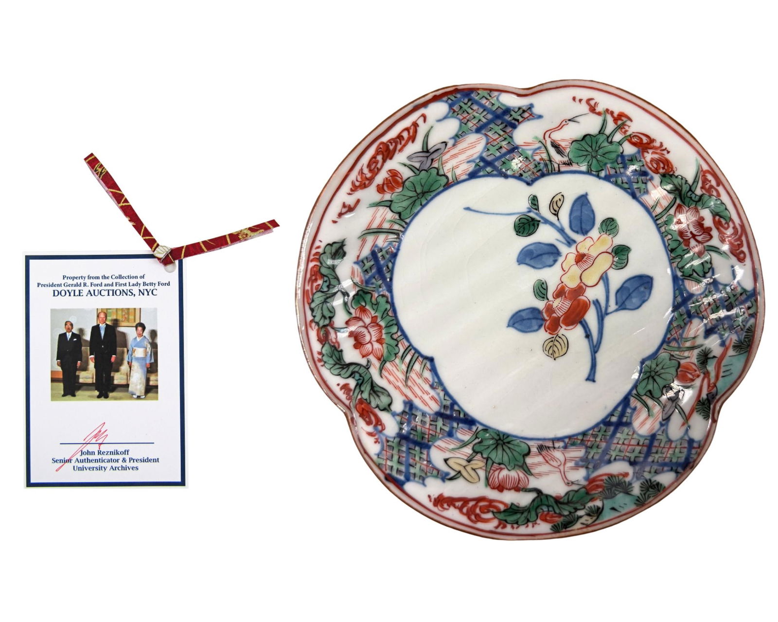 Japan Gifts Gerald Ford an Elegant Imari-Style Porcelain Plate: Gerald FordJapan, ca. 1974Japan Gifts Gerald Ford an Elegant Imari-Style Porcelain PlateTablewareGerald Ford’s elegant Imari-style porcelain plate, gifted to him on his historic trip to Japan, t