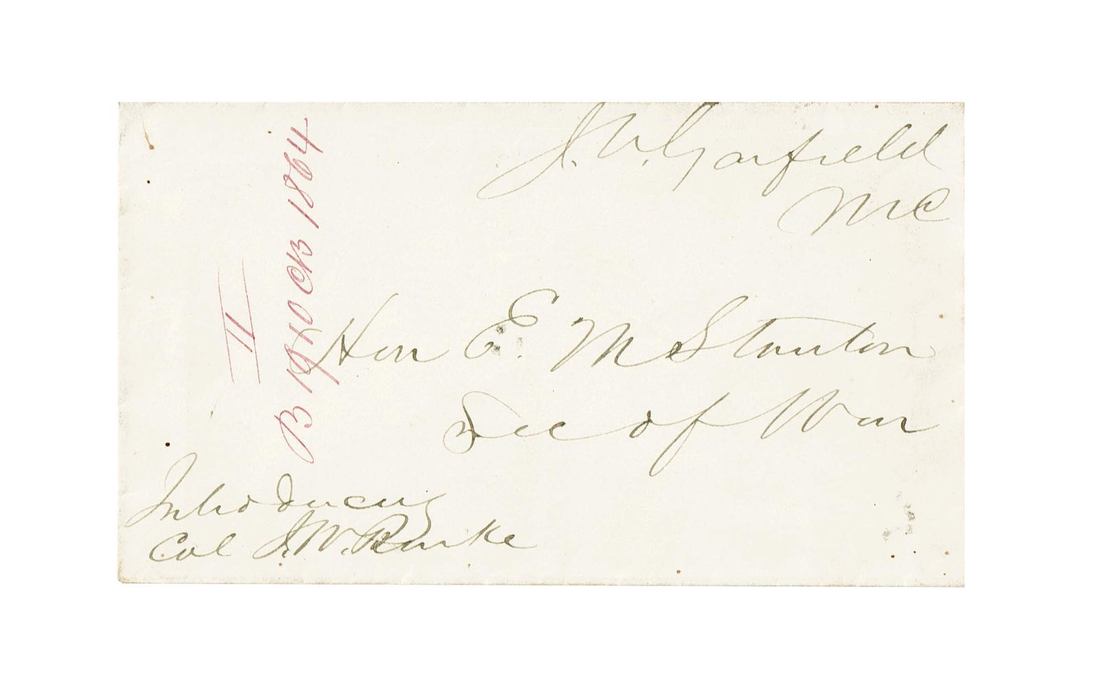 James Garfield Free Frank to Edwin Stanton (1 of 2)