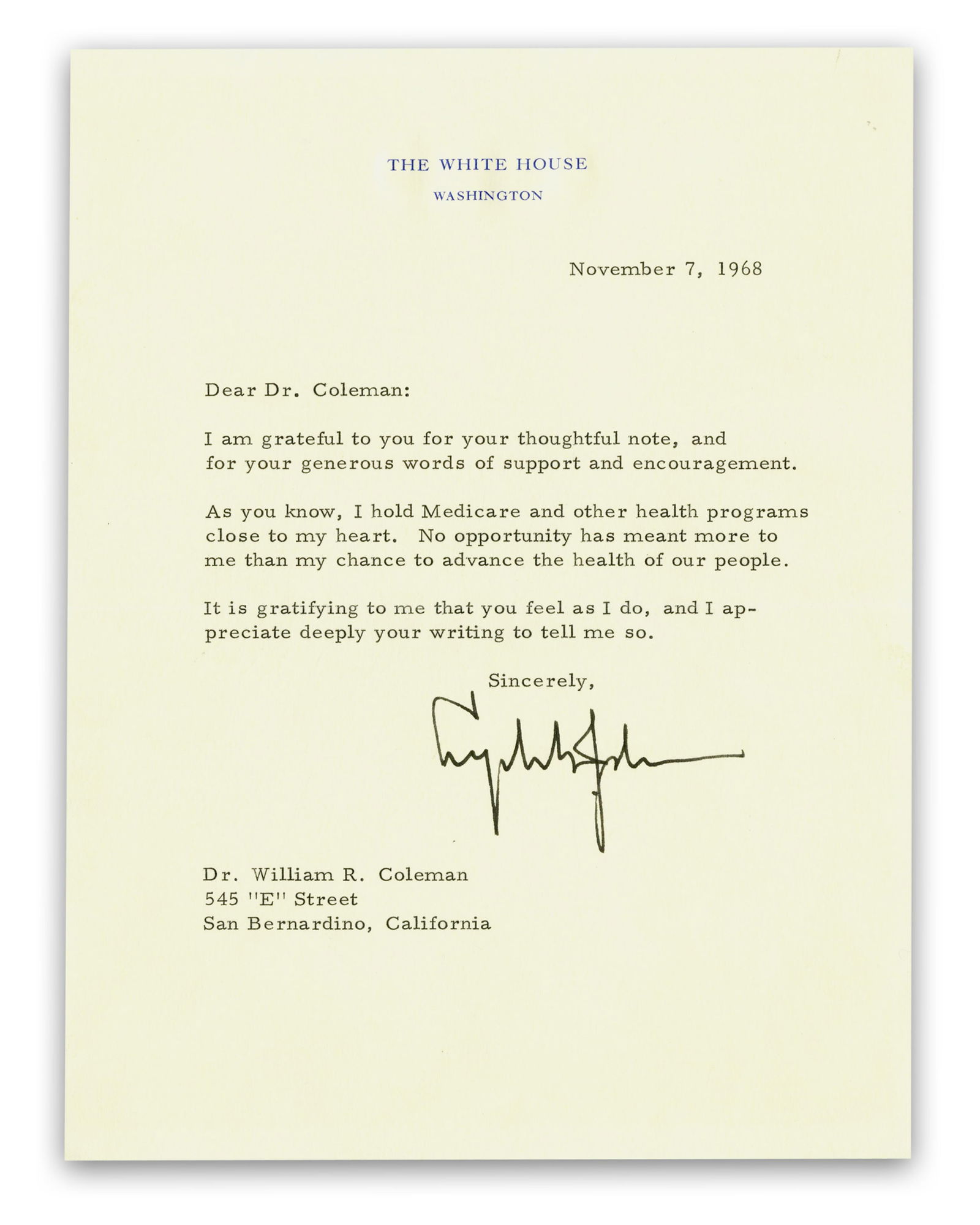 LBJ on Healthcare: "…I hold Medicare and other health programs close to my heart." (1 of 3)