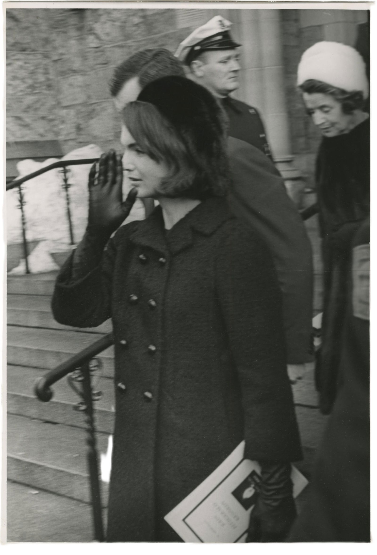 Huge Type I Photo of Jackie at JFK Memorial With PSA LOA - Superb!: Jacqueline KennedyBoston, MA, January 19, 1964Huge Type I Photo of Jackie at JFK Memorial With PSA LOA - Superb!PhotographJacqueline Kennedy (1929-1994). Oversized black and white glossy Type I photog