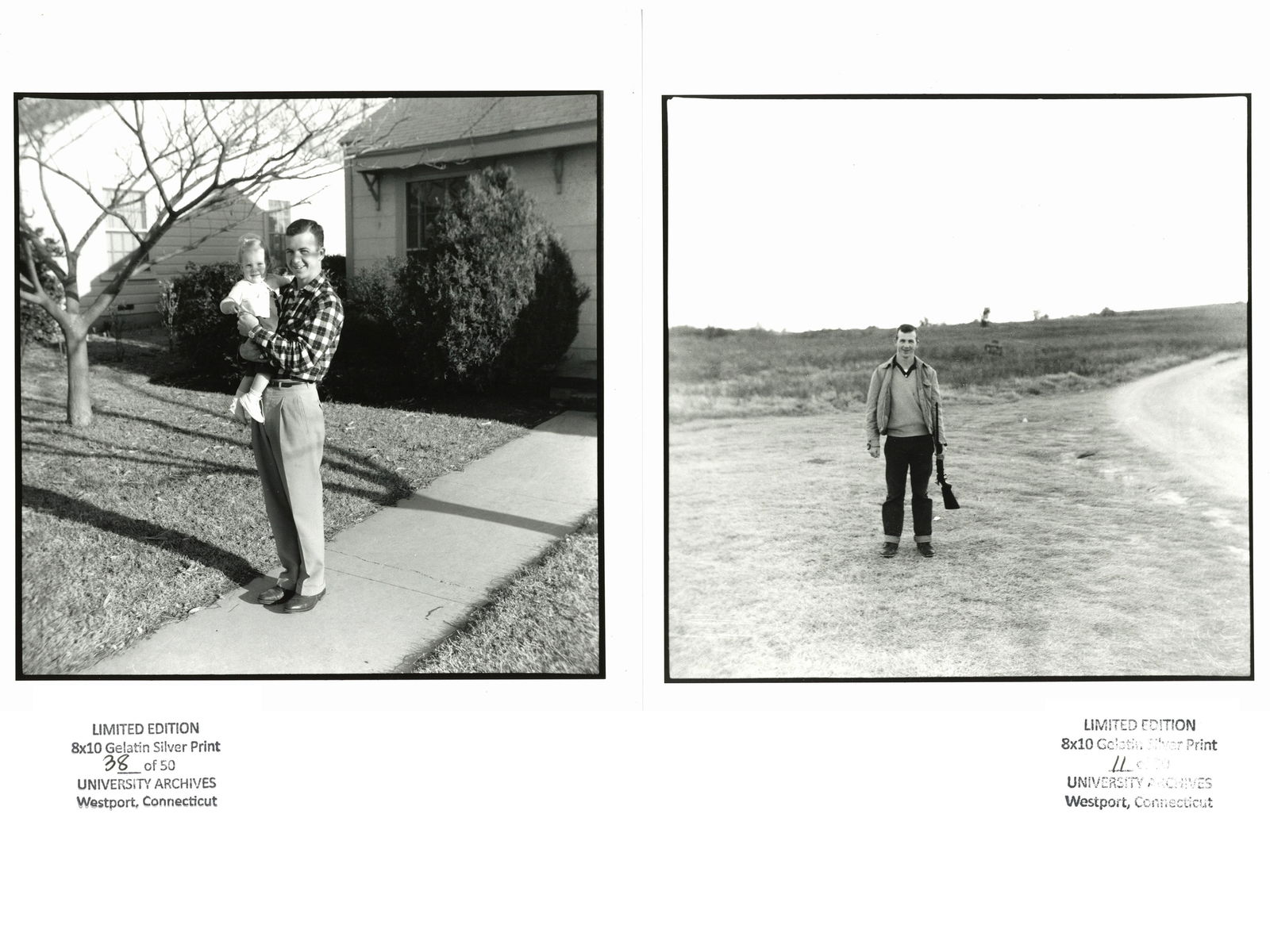 Ironic Lee Harvey Oswald Limited Edition Photos: One with Rifle, One with Daughter: Lee Harvey Oswaldn.p., n.d.Ironic Lee Harvey Oswald Limited Edition Photos: One with Rifle, One with DaughterPhotographA superb pair of gelatin silver prints of Lee Harvey Oswald: one holding a rifle,