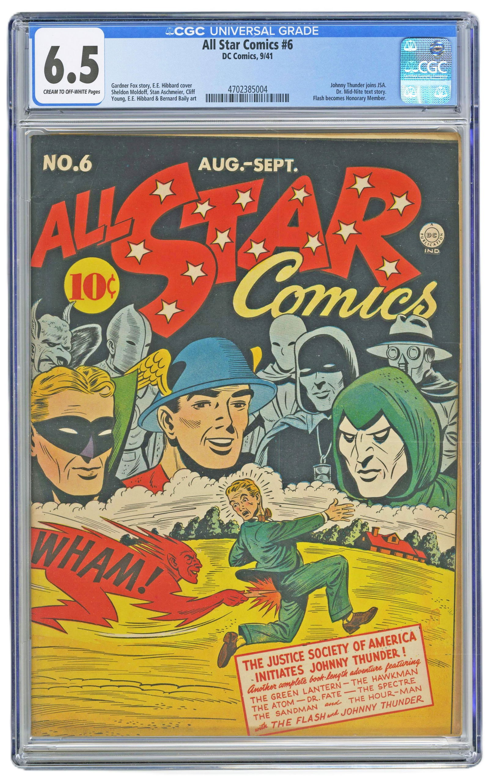All Star Comics No. 6, CGC Graded 6.5: All Star Comics n.p., ca.1941 All Star Comics No. 6, CGC Graded 6.5 Magazine/Comic DC Golden Age issue of All Star Comics No. 6 graded 6.5 by CGC. Nice copy from a single collection of Golden Age