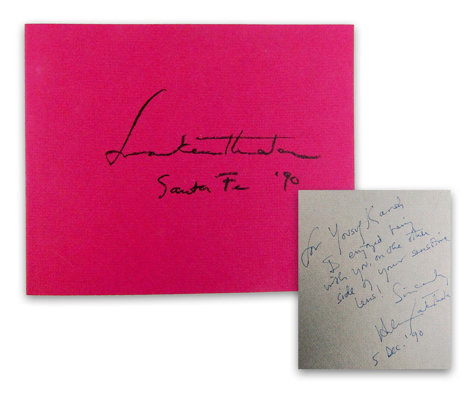 Helen Frankenthaler Exhibition Catalog Inscribed to Yousuf Karsh, Ex. Karsh Estate: Helen Frankenthaler [Santa Fe, NM], December 5, 1990 Helen Frankenthaler Exhibition Catalog Inscribed to Yousuf Karsh, Ex. Karsh Estate Signed book A catalog published to accompany Helen